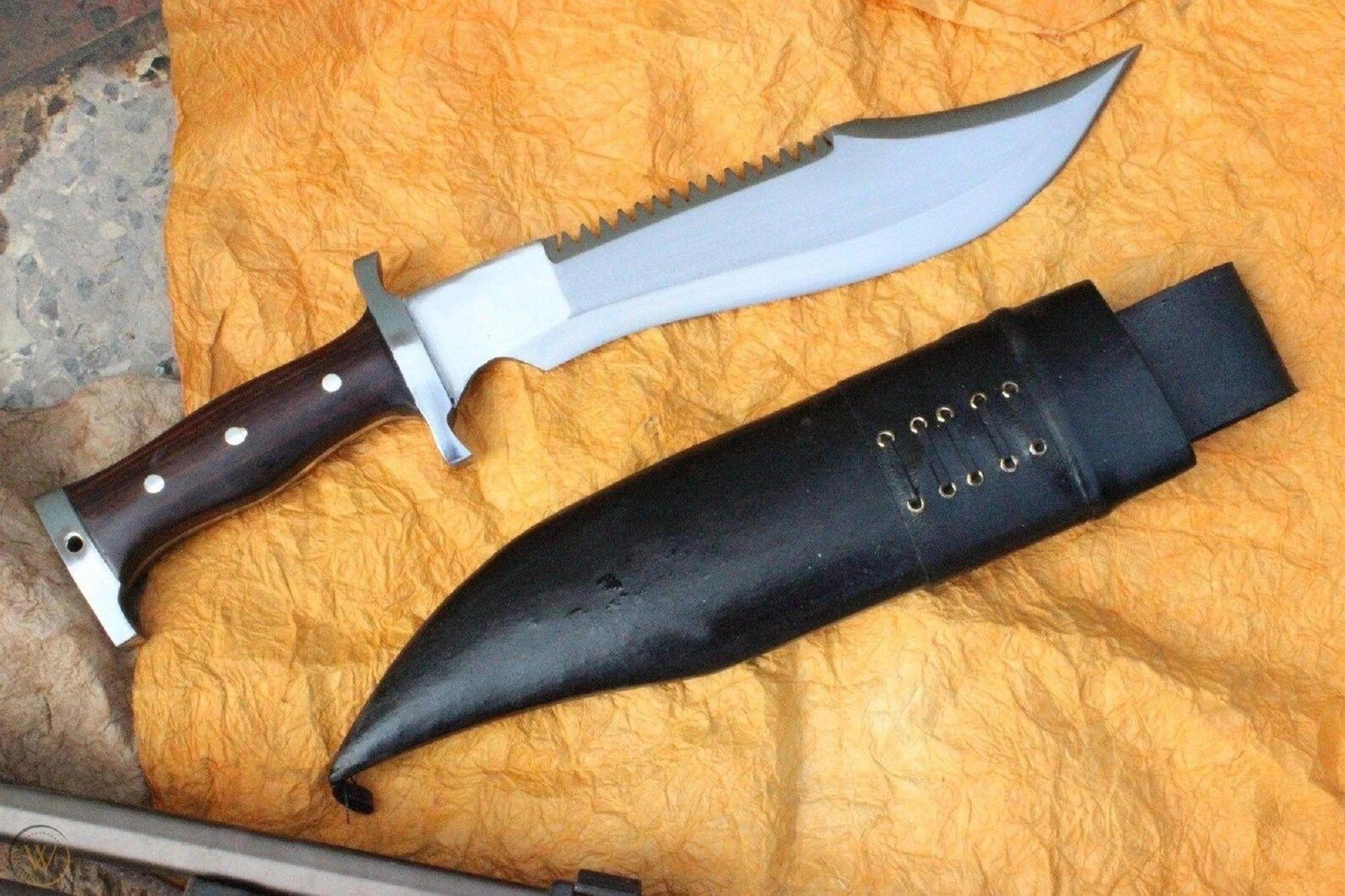 HighQuality Handmade 11Inch Bowie Knife Machete With Rosewood Handle And Carbon Steel Blade 2