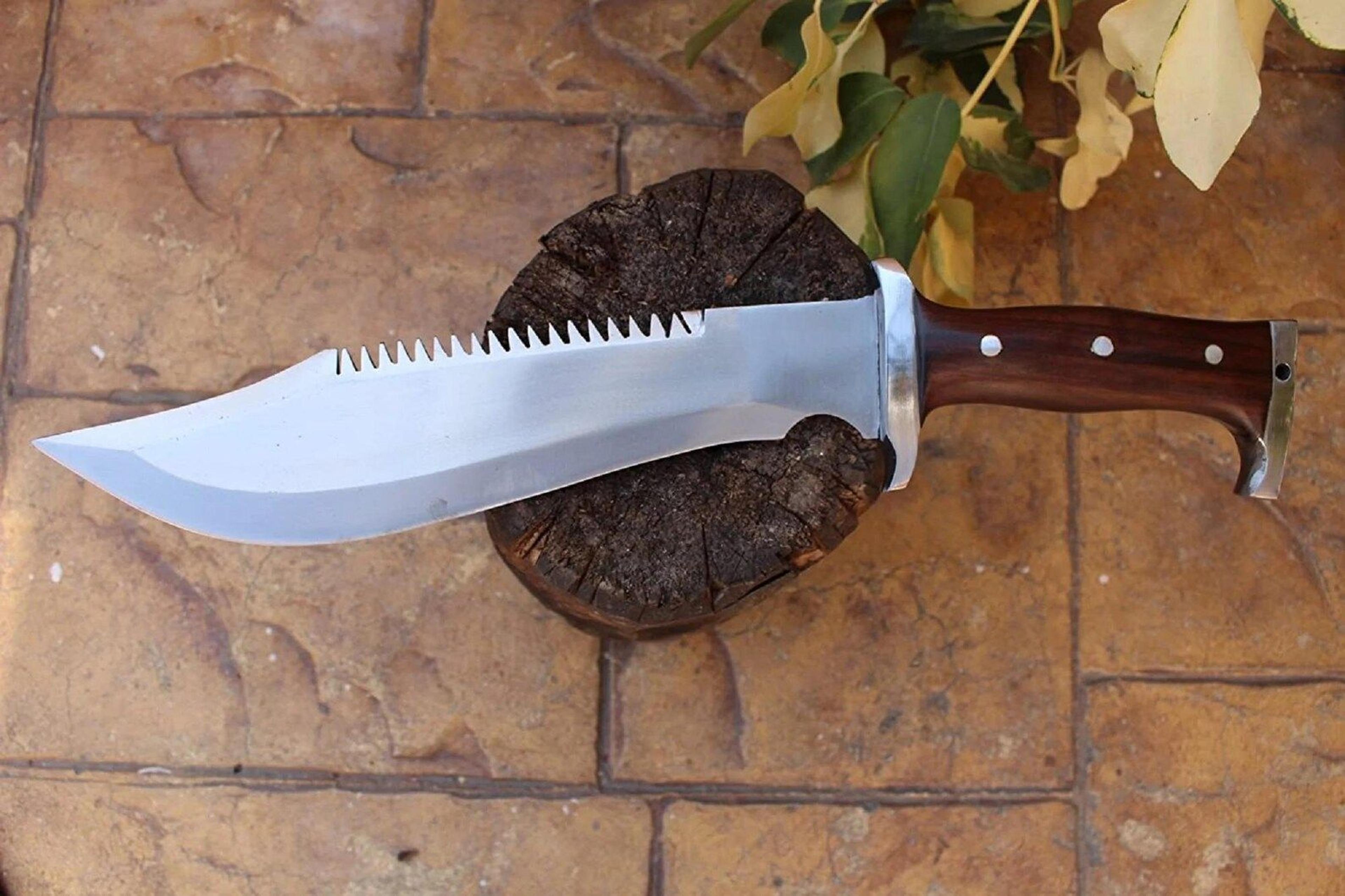 HighQuality Handmade 11Inch Bowie Knife Machete With Rosewood Handle And Carbon Steel Blade 8
