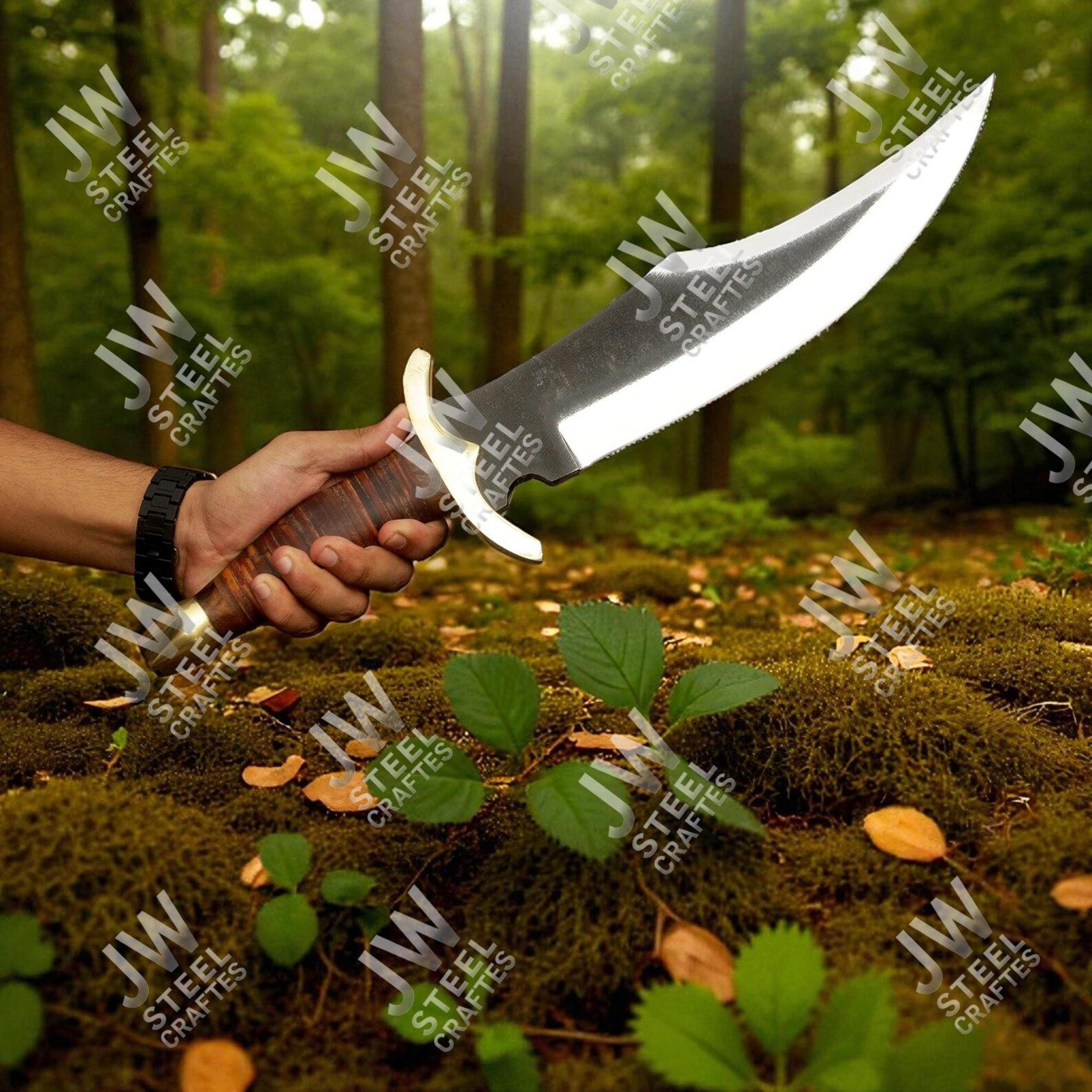 Handcrafted Hand Forged High Carbon Steel Bowie Knife With Genuine Leather Handle Brass Guard A 0