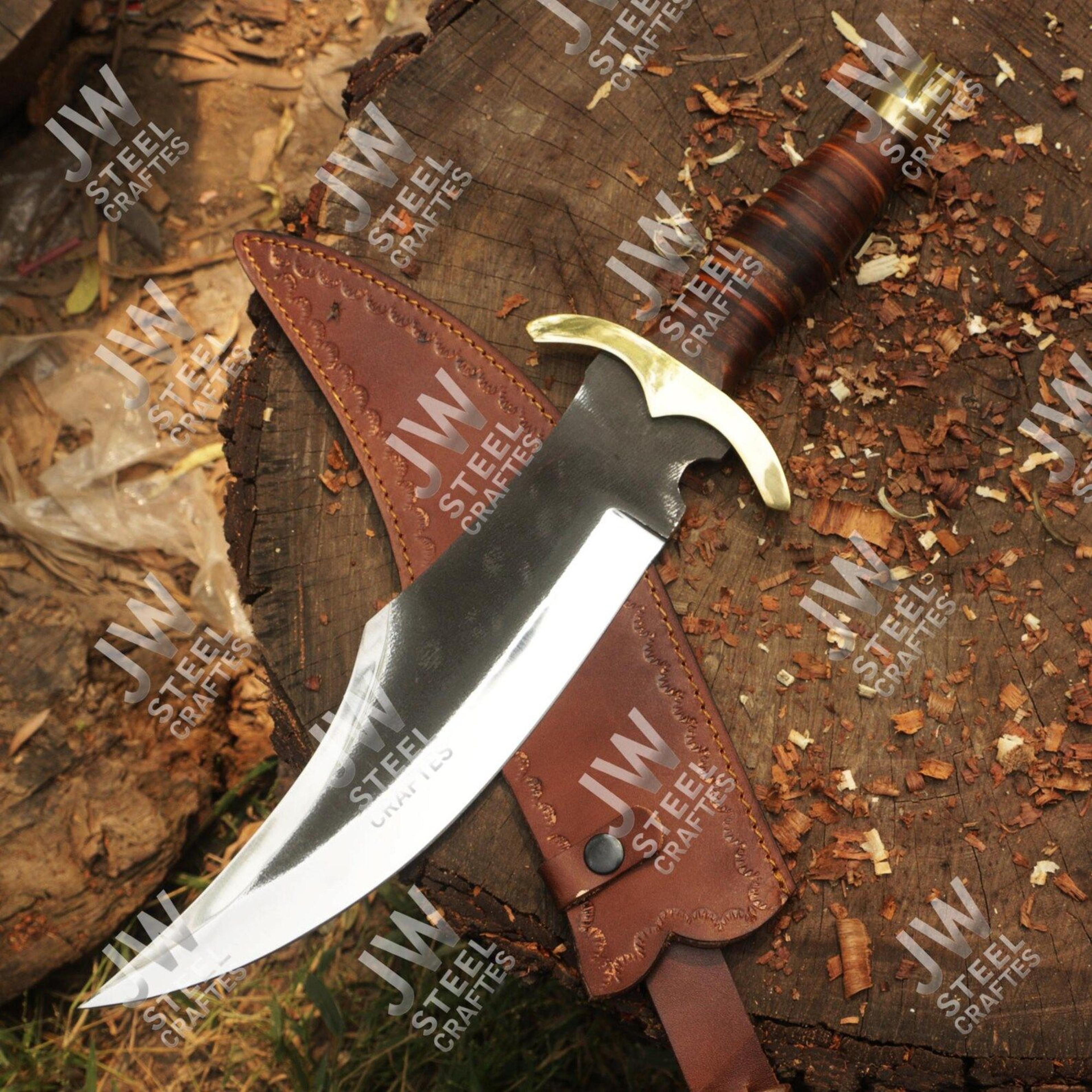 Handcrafted Hand Forged High Carbon Steel Bowie Knife With Genuine Leather Handle Brass Guard A 4