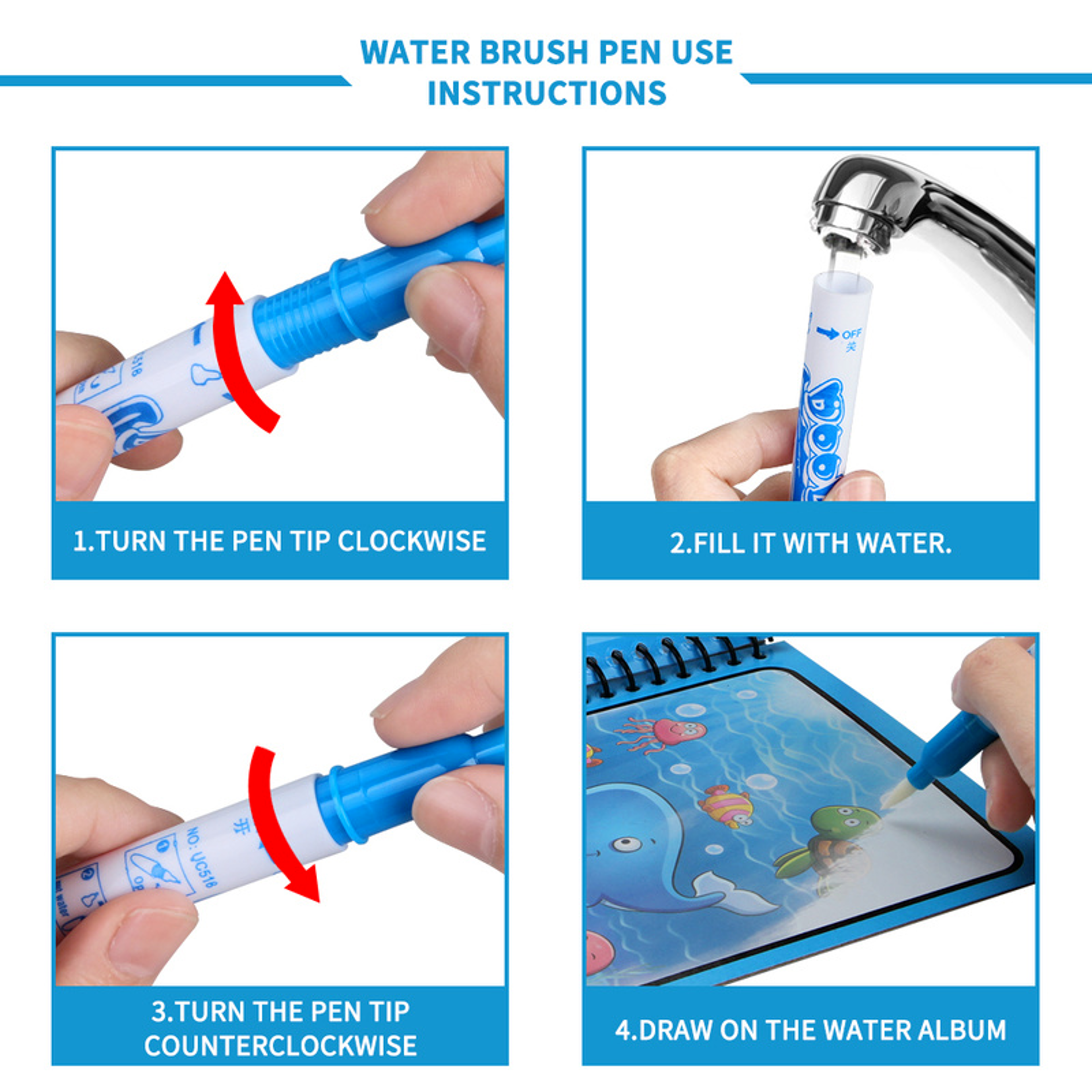 Reusable Magic Water Drawing Book Montessori Sensory Toy For Toddlers Educational Coloring Activity 2