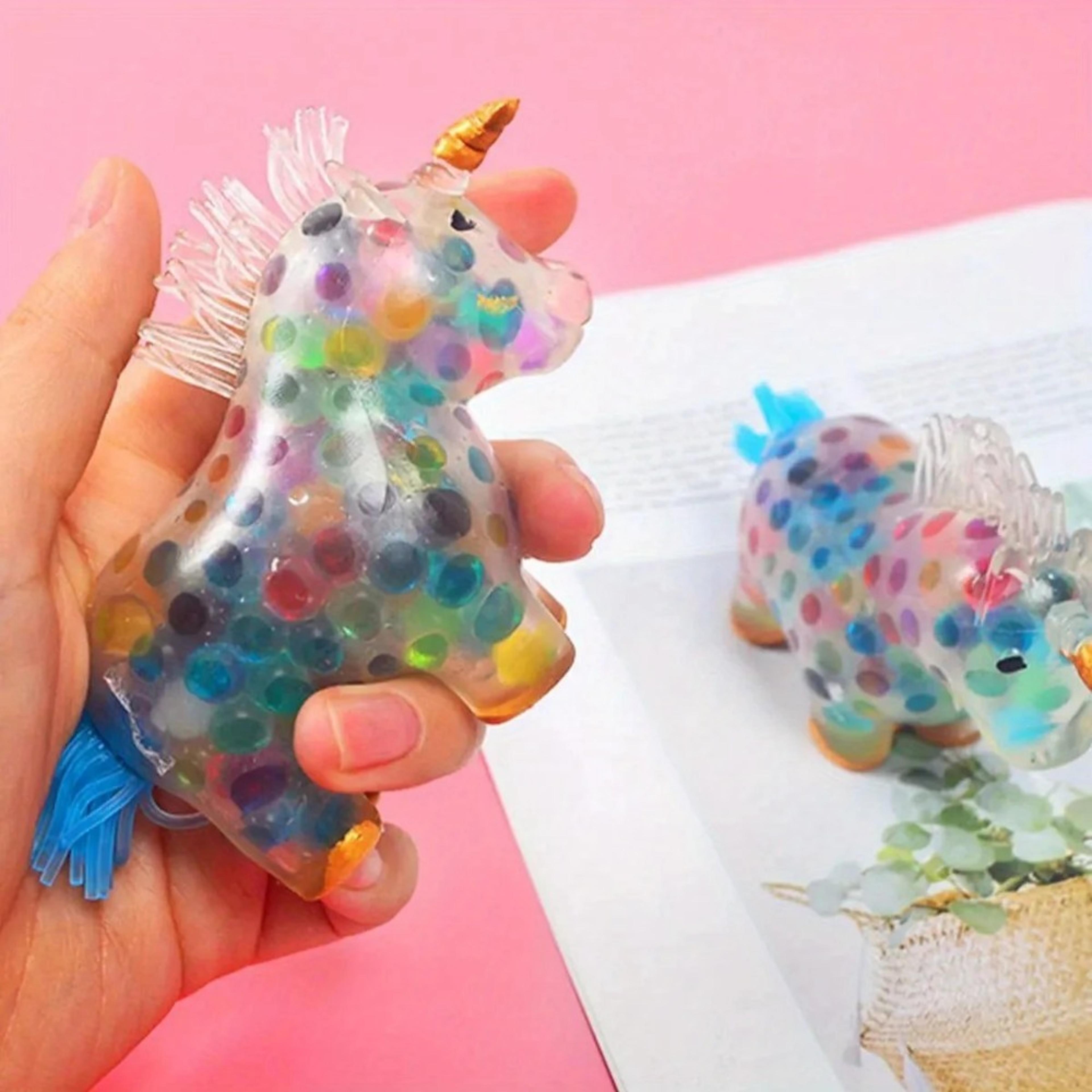 unicorn stress balls, squeeze toy for anxiety relief & sensory play with colorful gel water bead