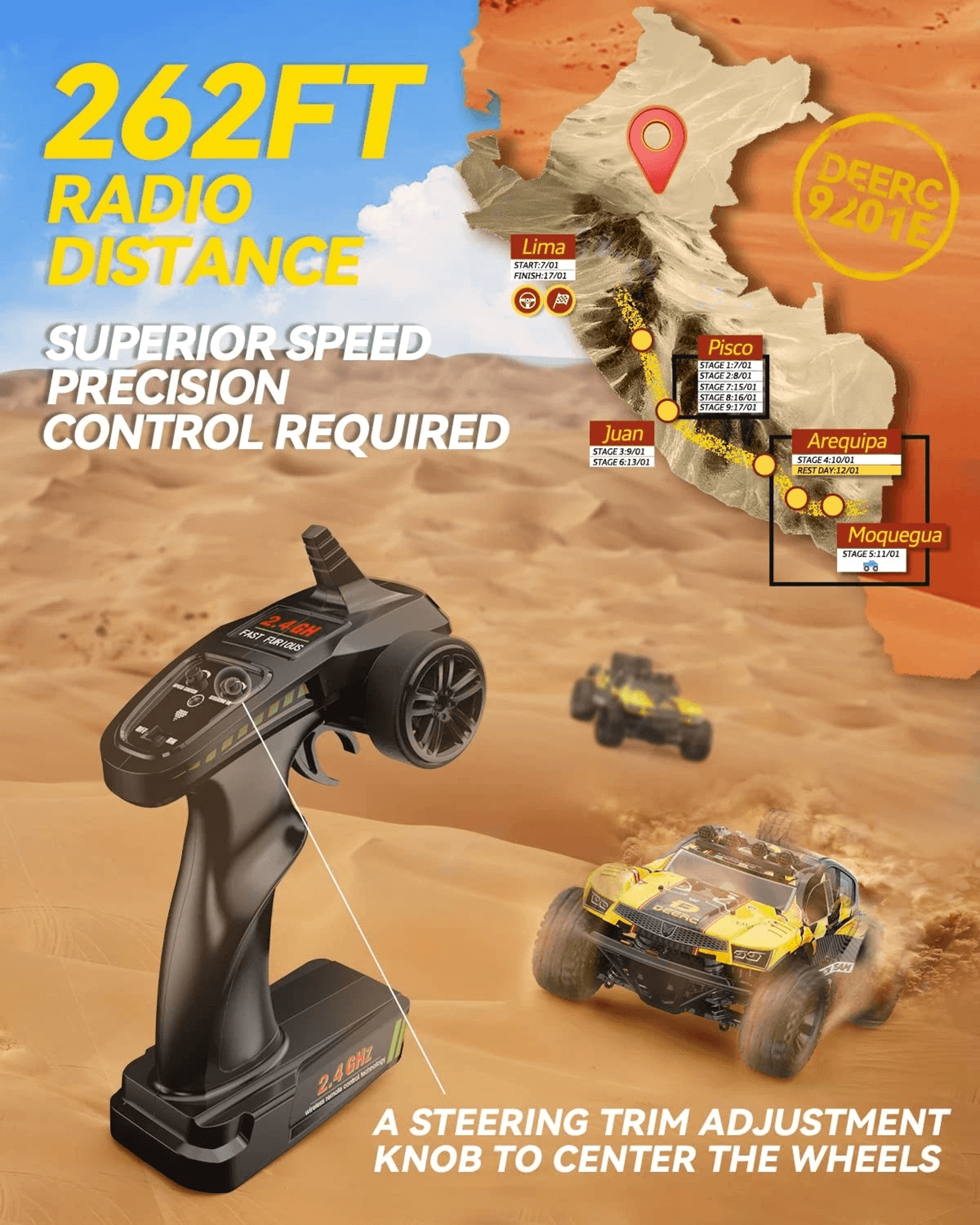 Extreme Speed Large RC Car Remote Control Off Road Truck 4WD Blazing Fast 48 KMH Performance 5