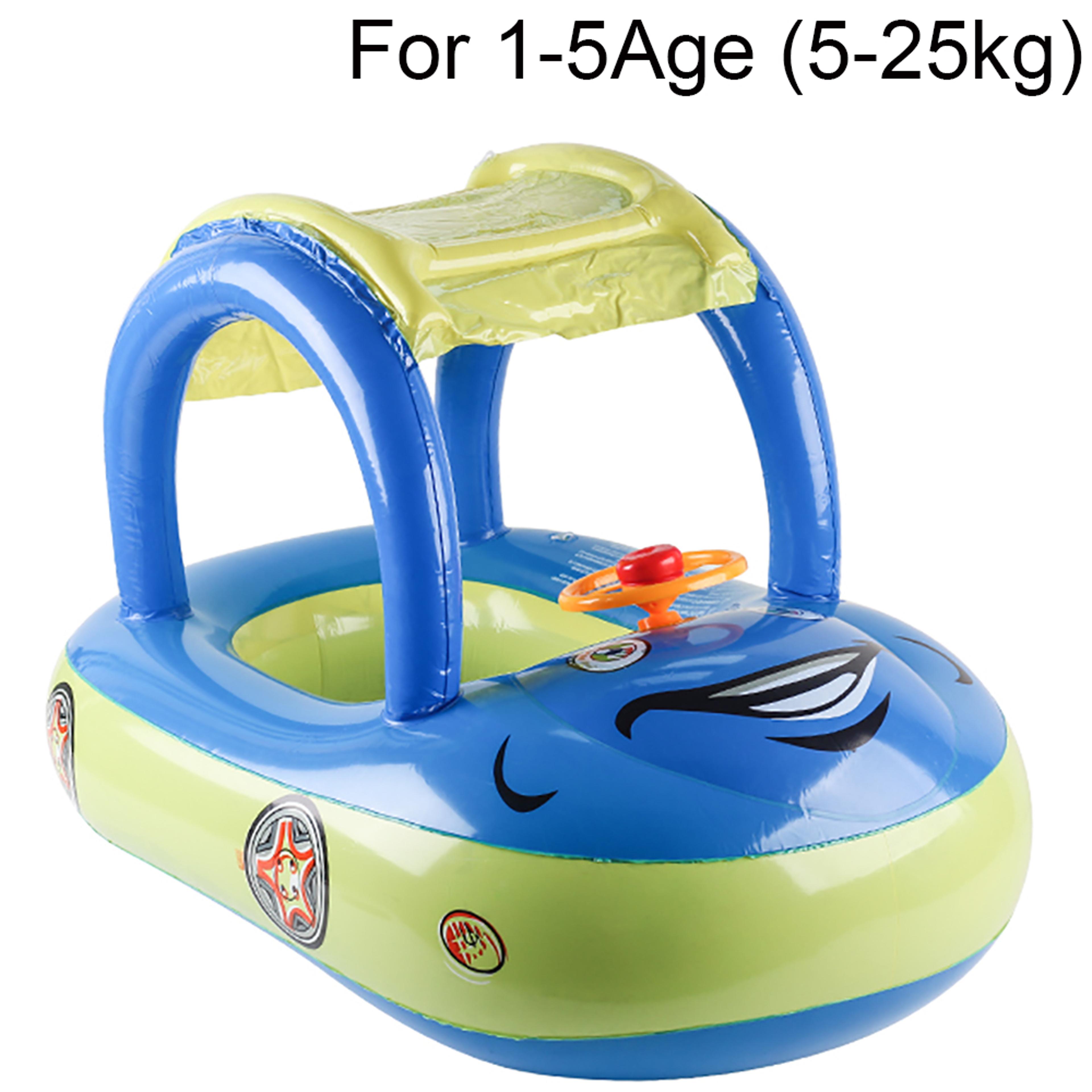Car Shaped Toddler Pool Float With Steering Wheel  Baby Swim Ring For Kids Summer Water Fun 5