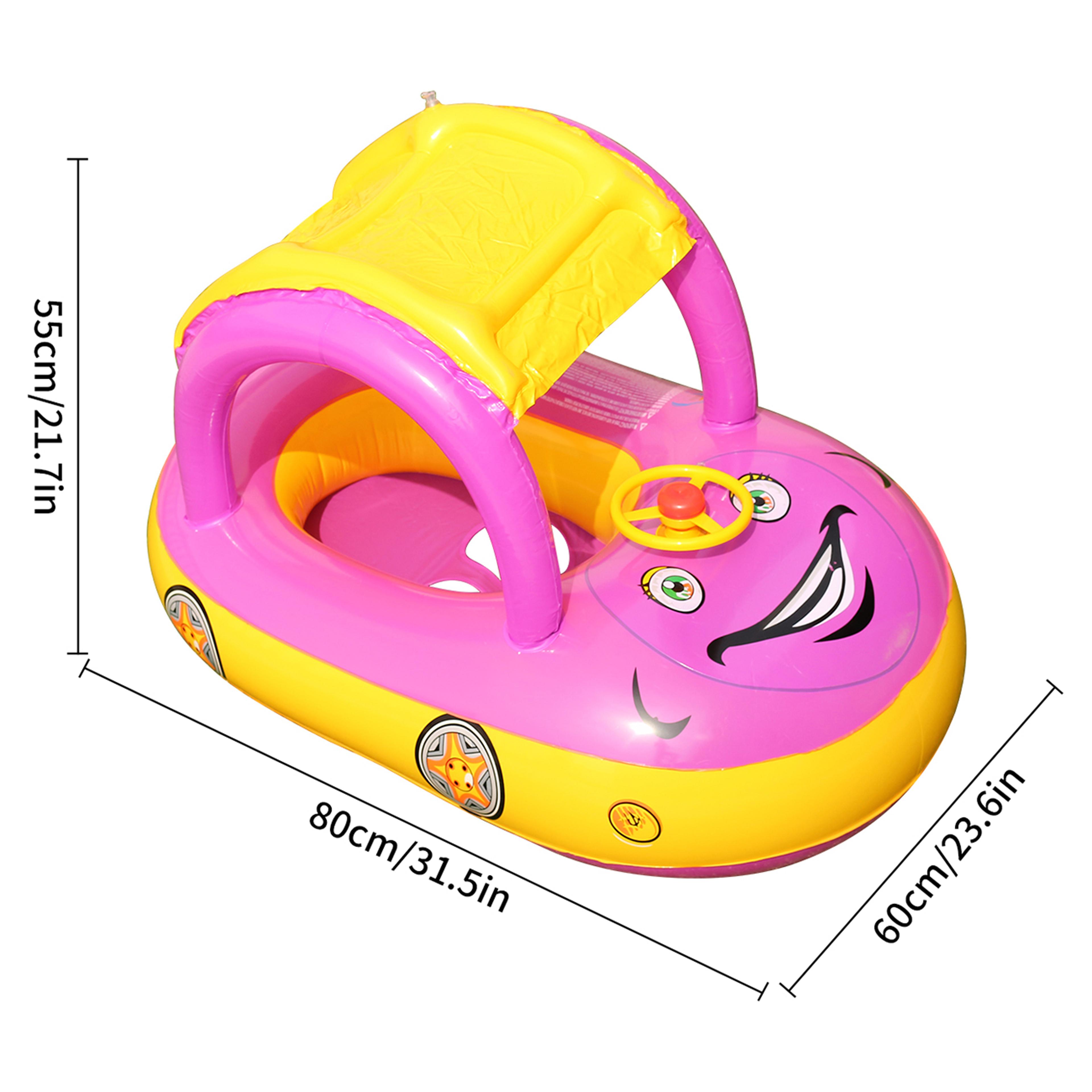 Car Shaped Toddler Pool Float With Steering Wheel  Baby Swim Ring For Kids Summer Water Fun 4