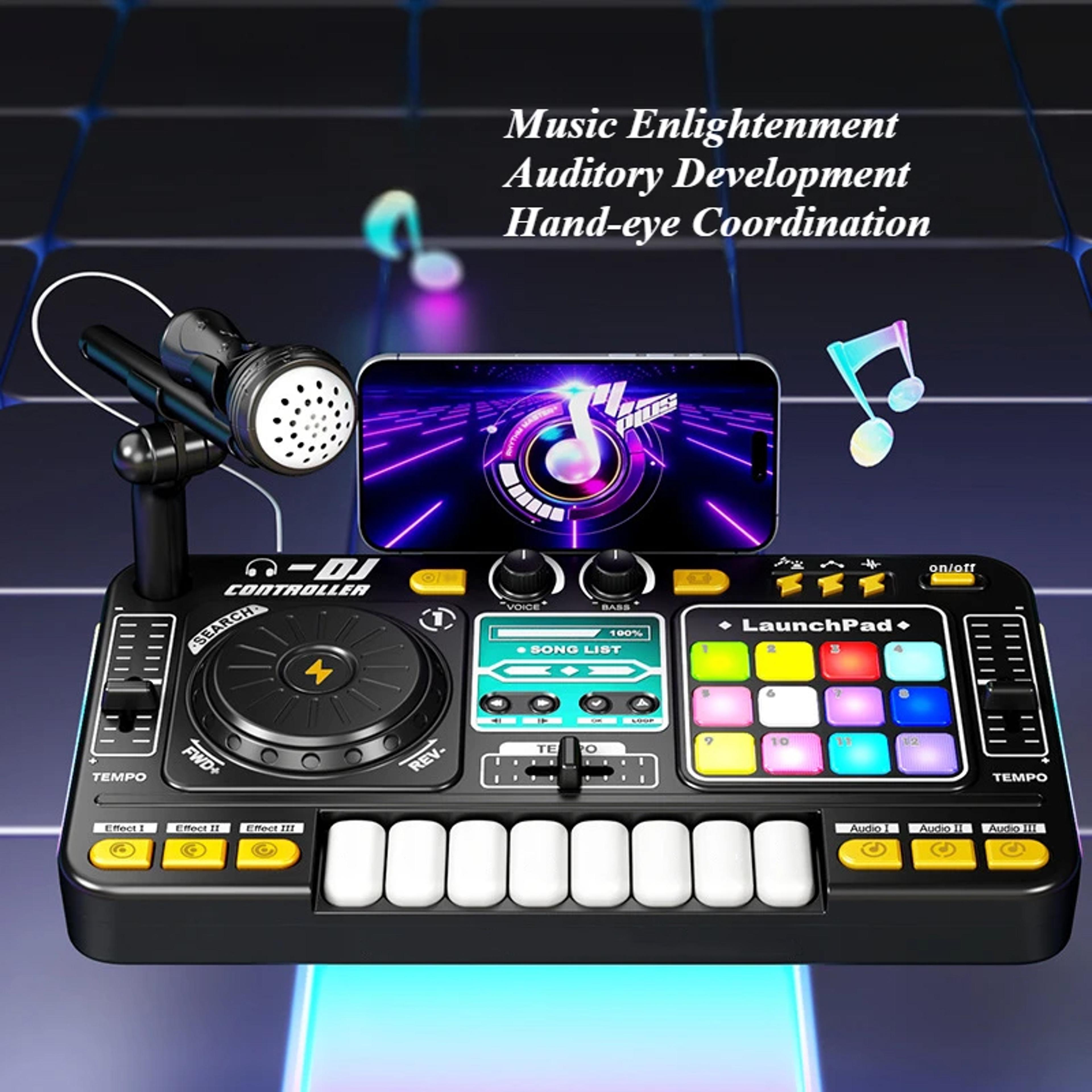 kids dj mixer musical toy with electronic piano keyboard and sound effects