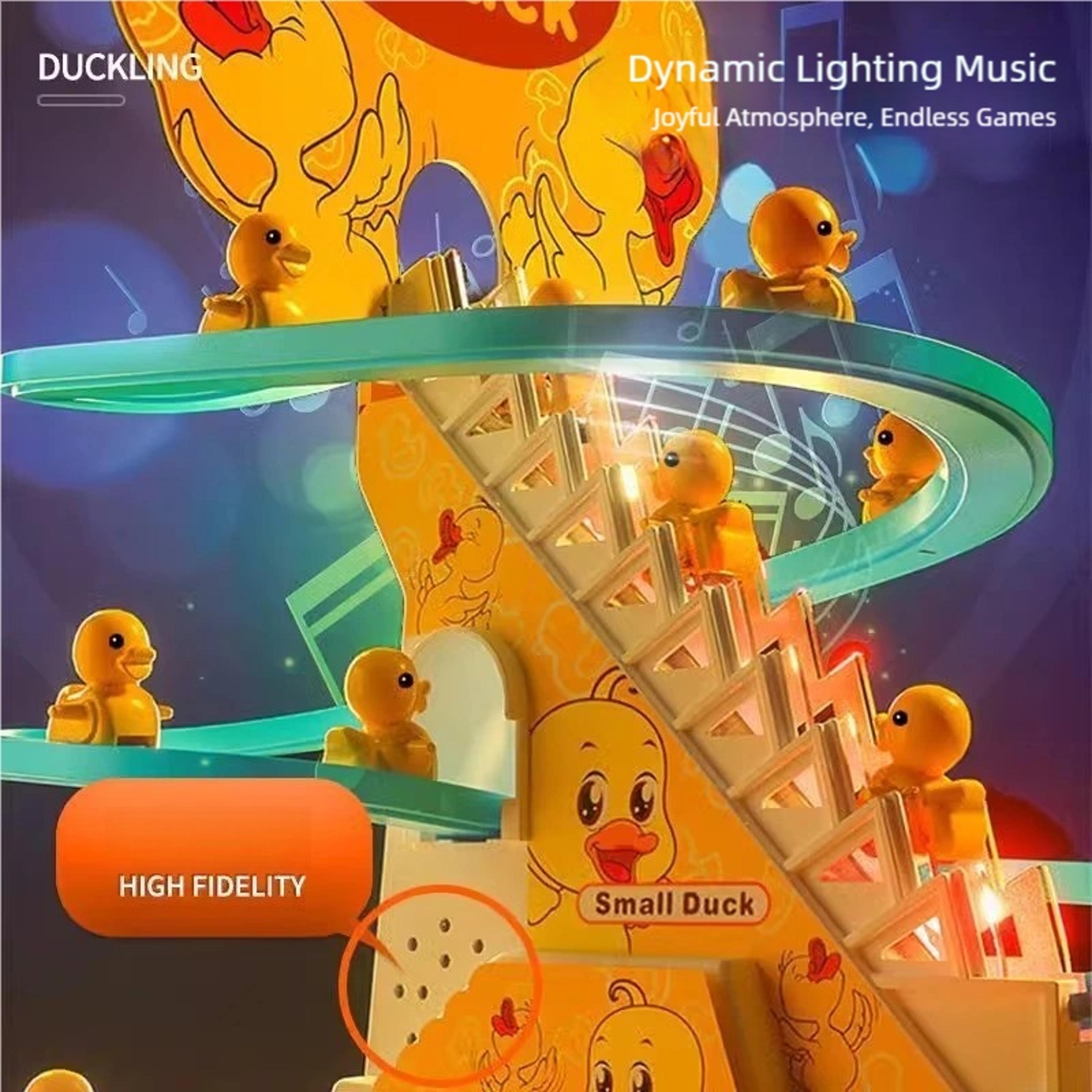 Duck Climbing Stairs Toy With Music LED Lights  Interactive Track For Toddlers 1