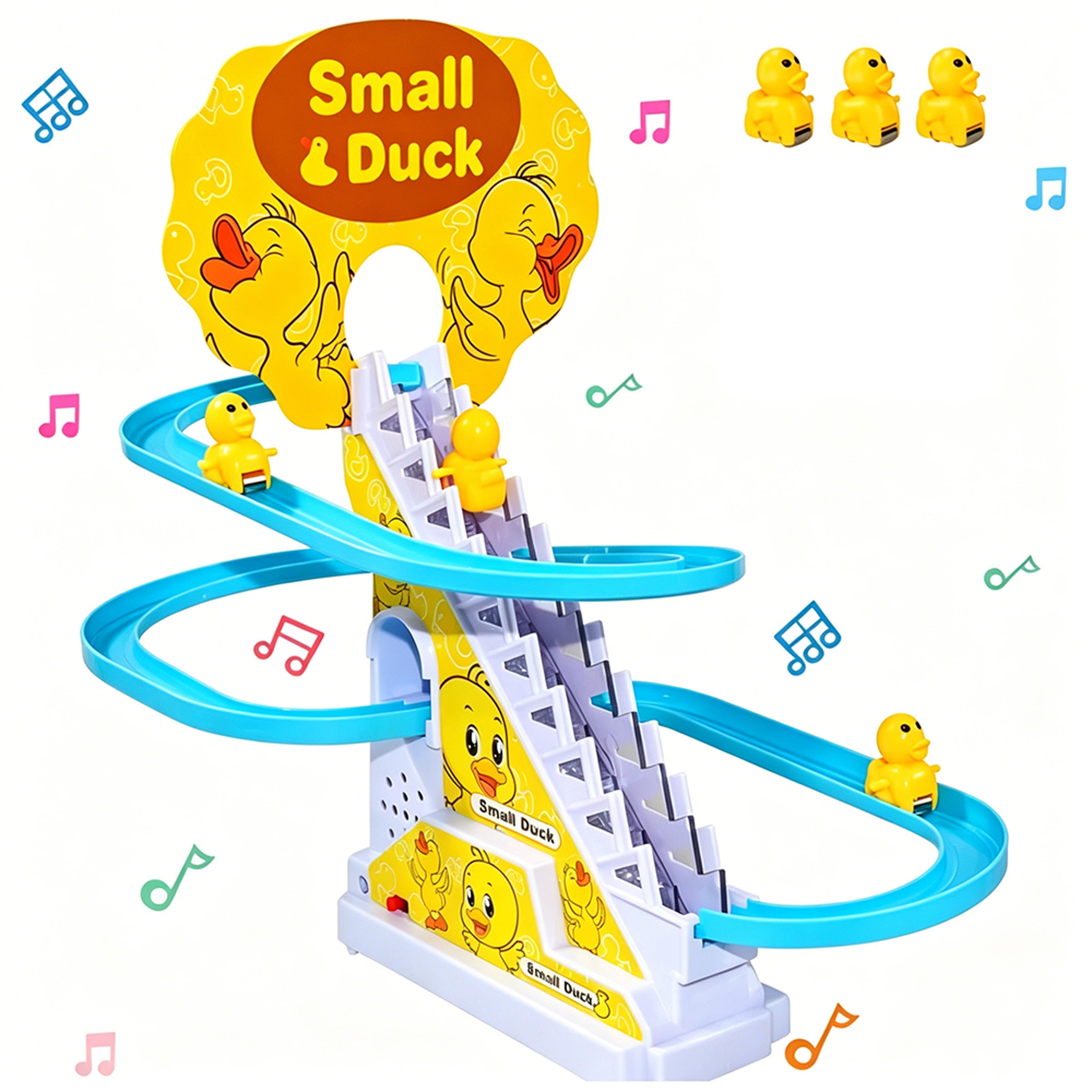 Duck Climbing Stairs Toy With Music LED Lights  Interactive Track For Toddlers 6