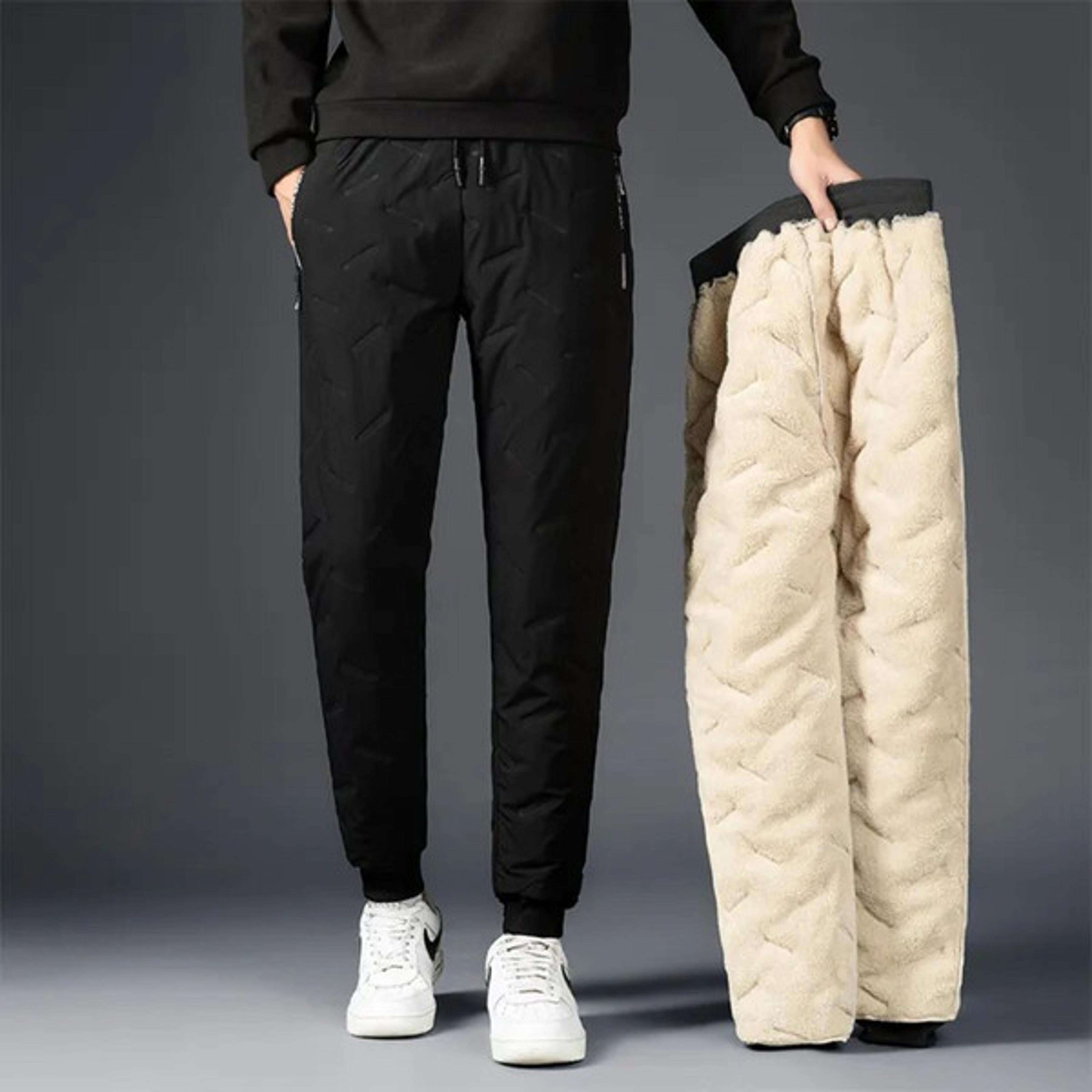 men warm thicken fleece sweatpants, men waterproof pants, casual thermal winter joggers, winter warm fleece trouser