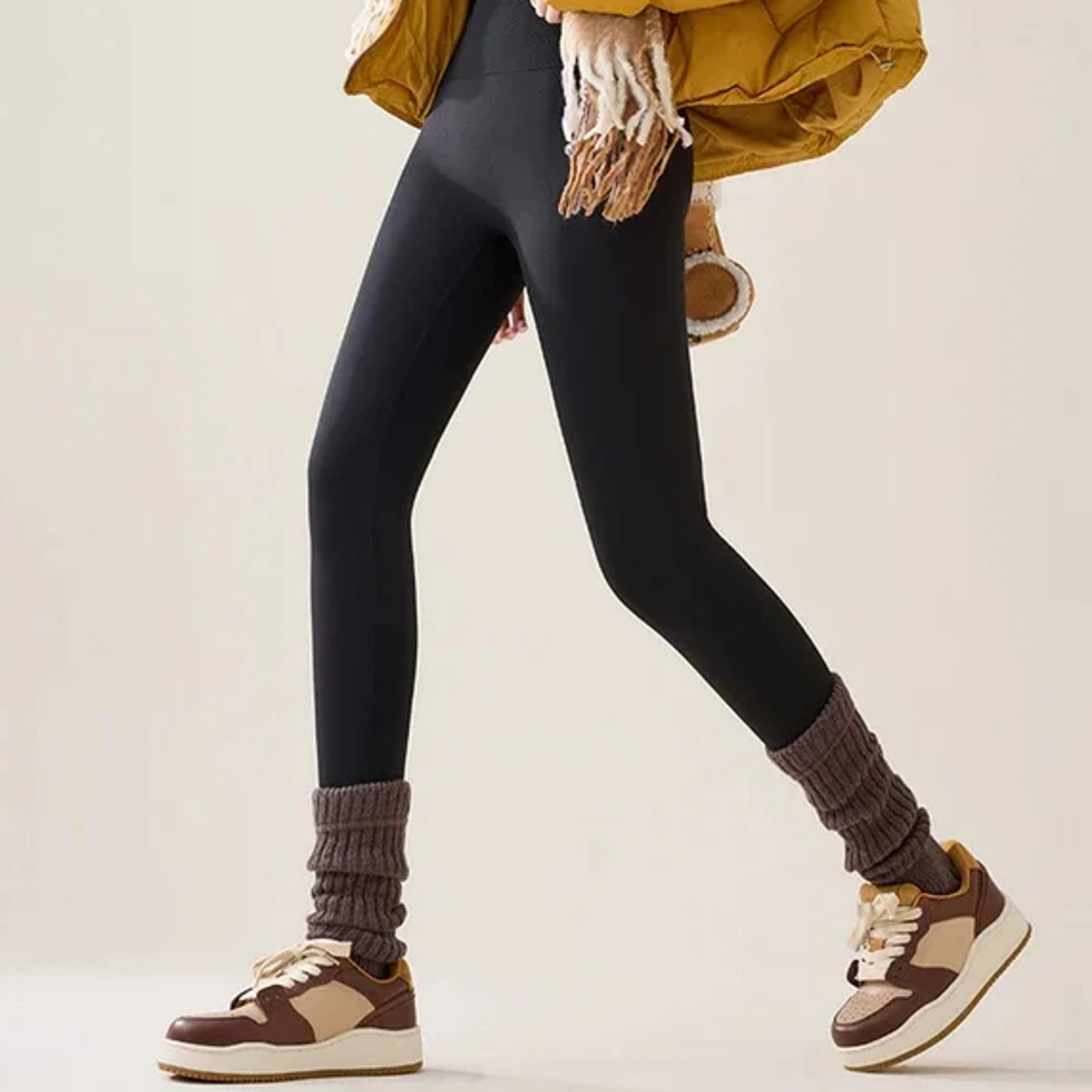 fleece lined high waist sharkskin leggings for women warm winter velvet pants