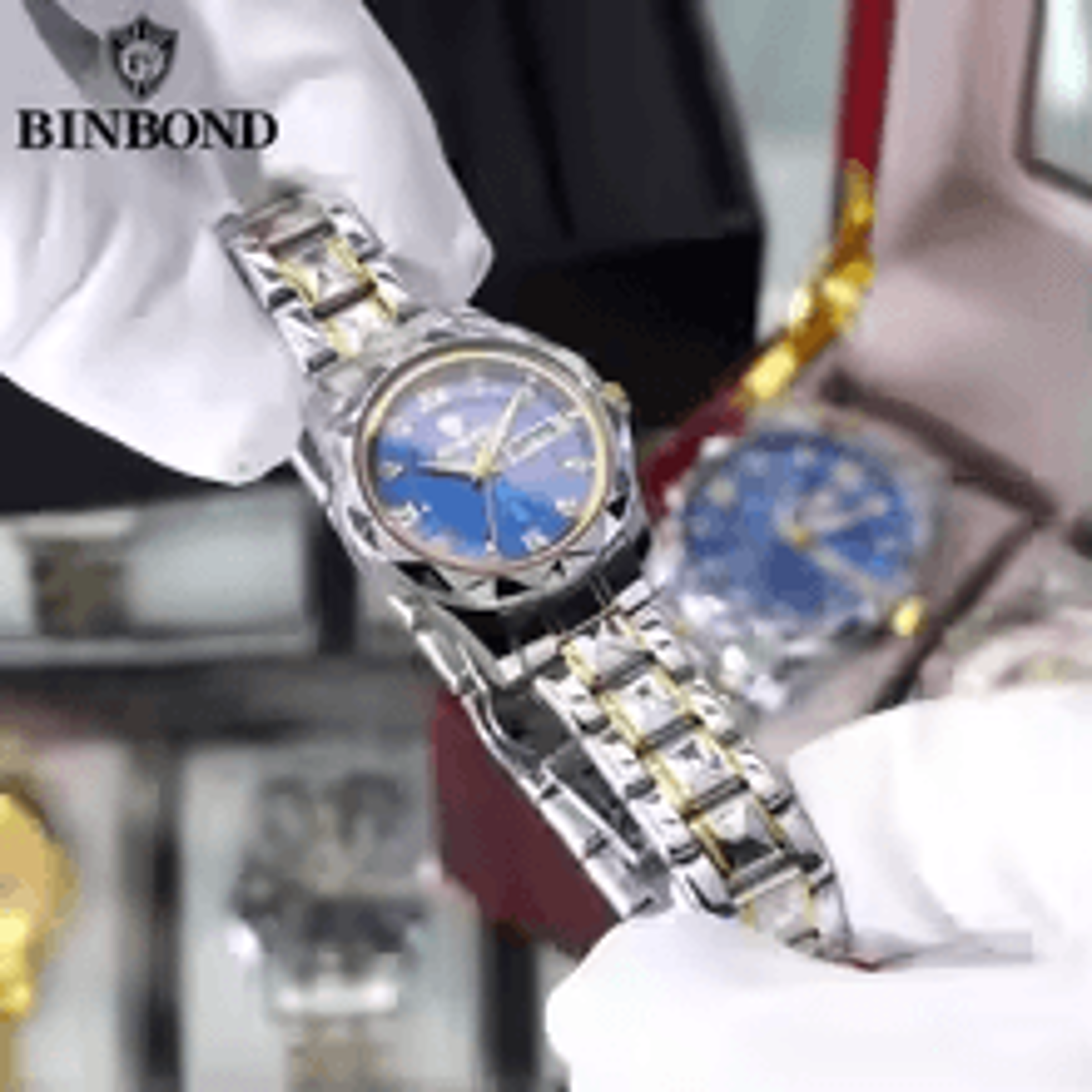 binbond b2521 luxury fashion business women's quartz watch, waterproof week date sport wristwatch