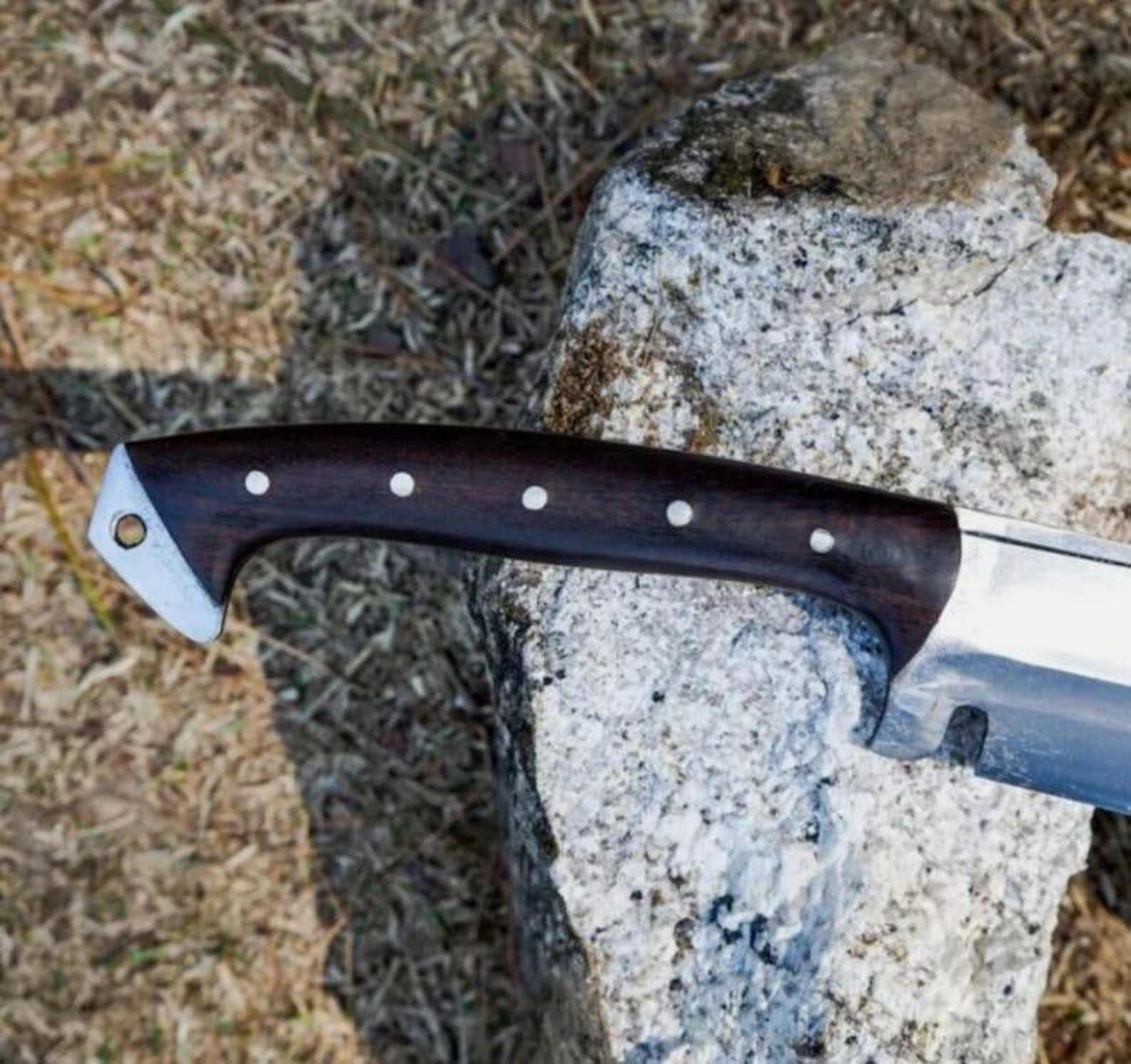 Handcrafted High Carbon Steel Kukri Machete With Hardwood Handle  Leather Sheath  Bushcraft Surviva 4
