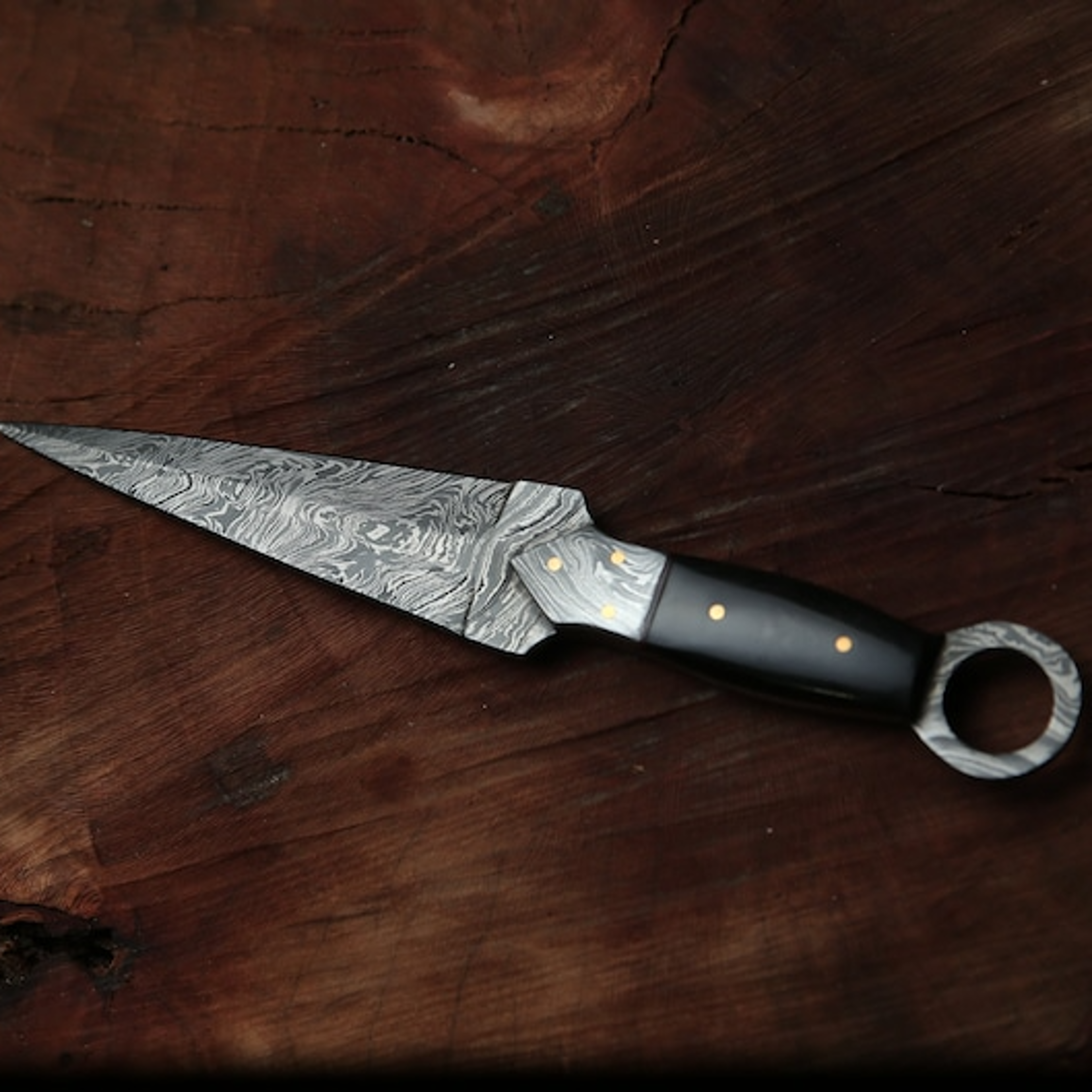 viking kunai throwing knife – handmade damascus steel balanced blade – 9 inch throwing knife with leather sheath