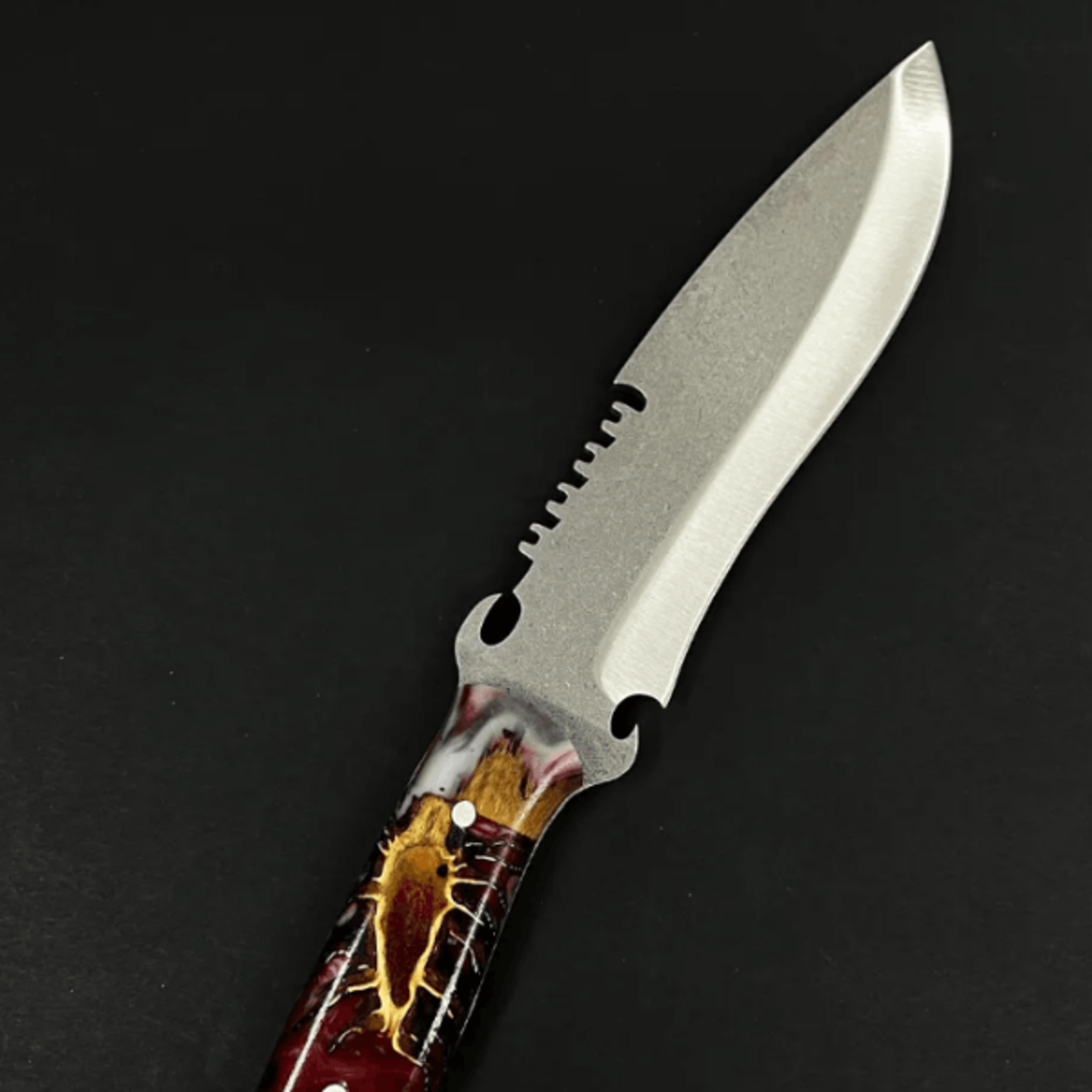 personalized stainless steel hunting knife set | epoxy resin wood handle | custom camping gift | 12.2 outdoor blade