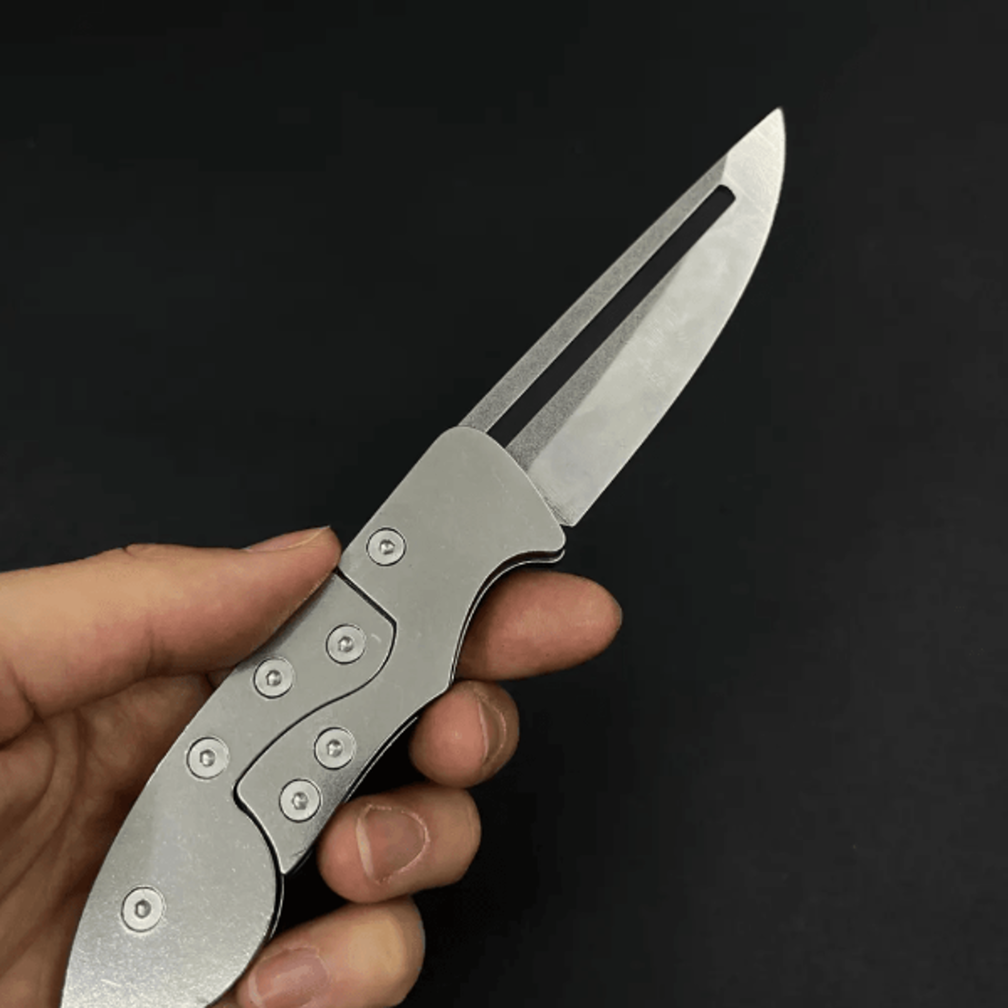 stainless steel folding pocket knife | leather sheath | hunting & outdoor gift | compact edc blade