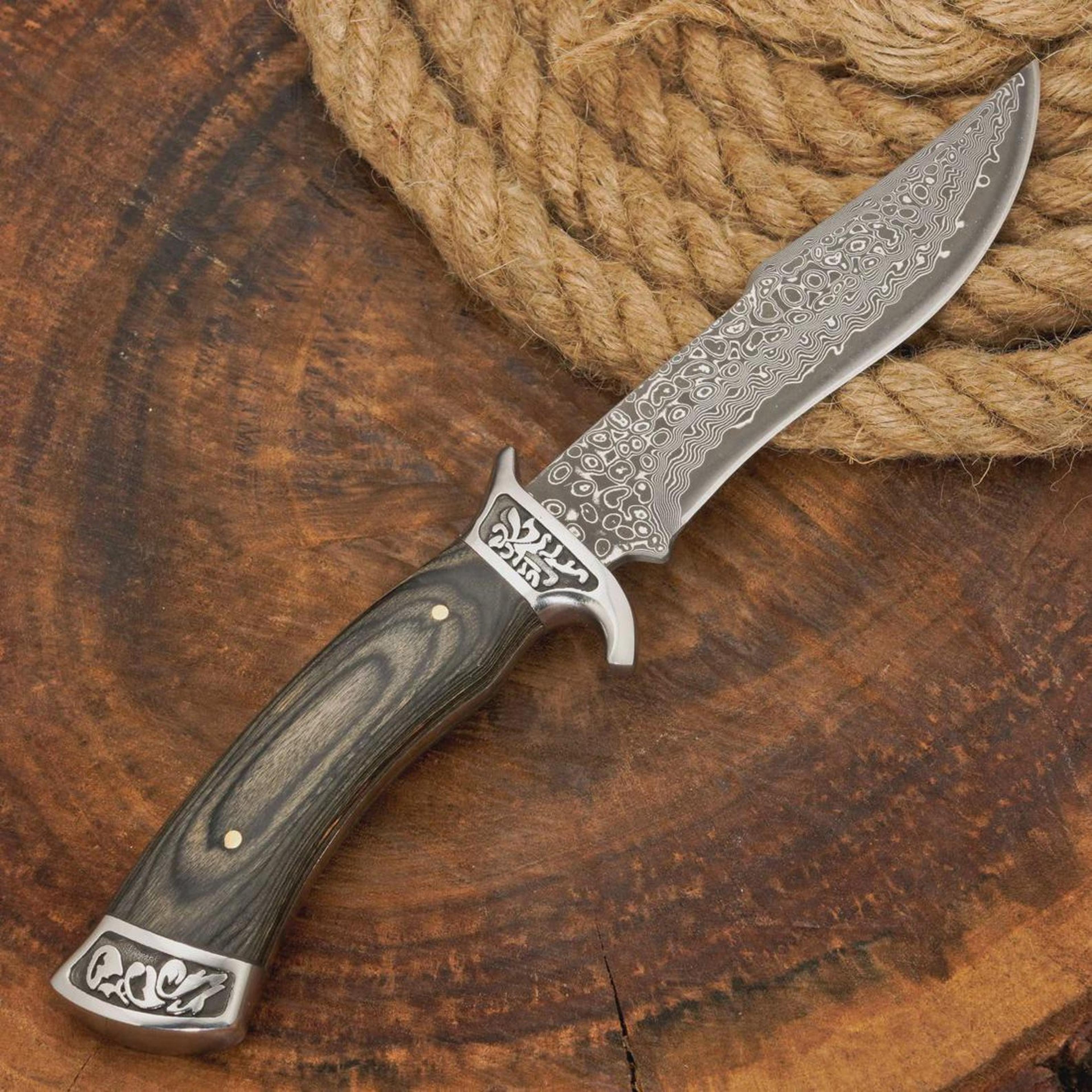 Premium Damascus Hunting Knife Full Tang Fixed Blade Survival Knife With Sheath 4
