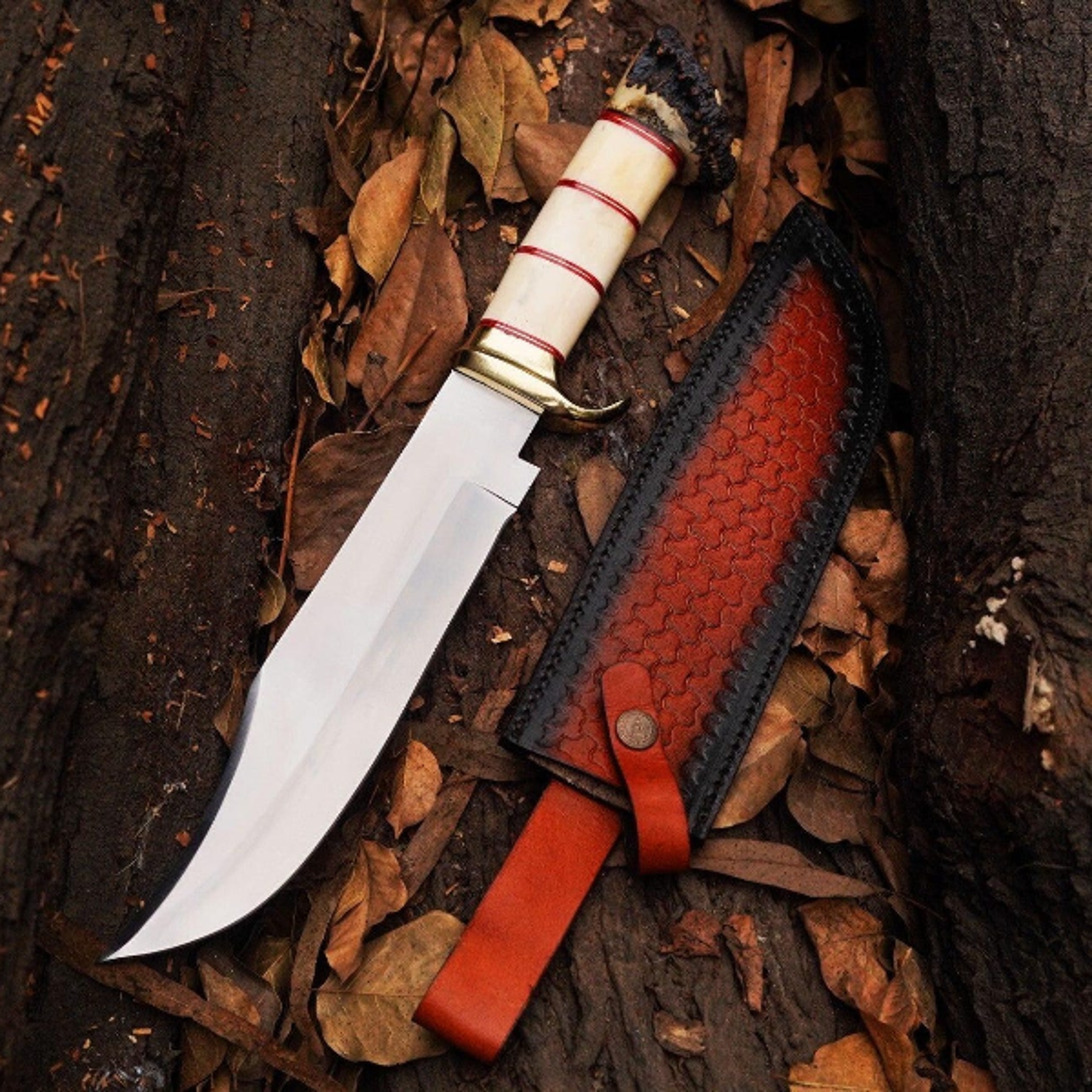 high-quality custom handmade damascus steel tanto camping knife with leather sheath for outdoor adventures