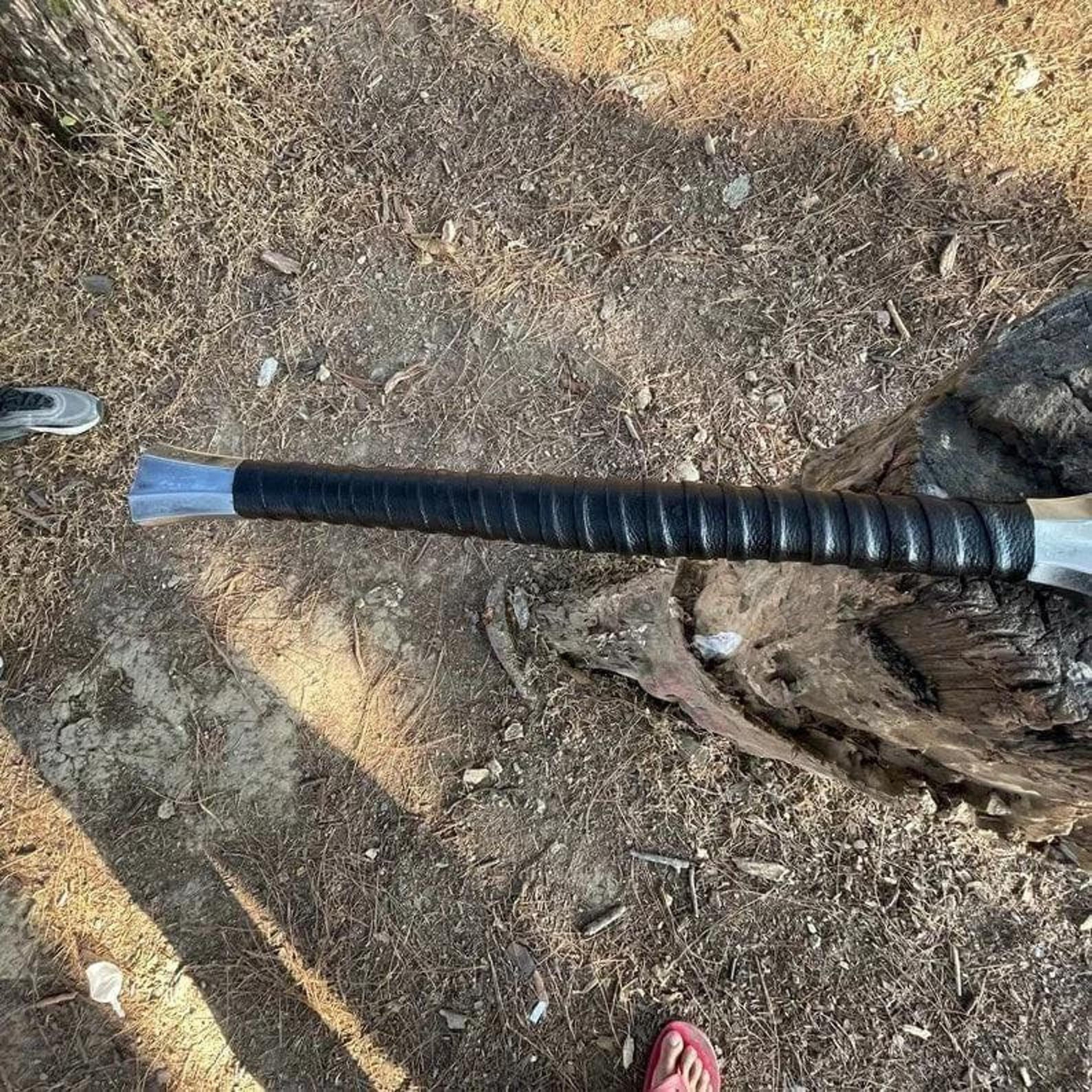 Handmade Fantasy War Sword With High Carbon Steel Blade LeatherWrapped Handle  Scabbard  Husband GI 4