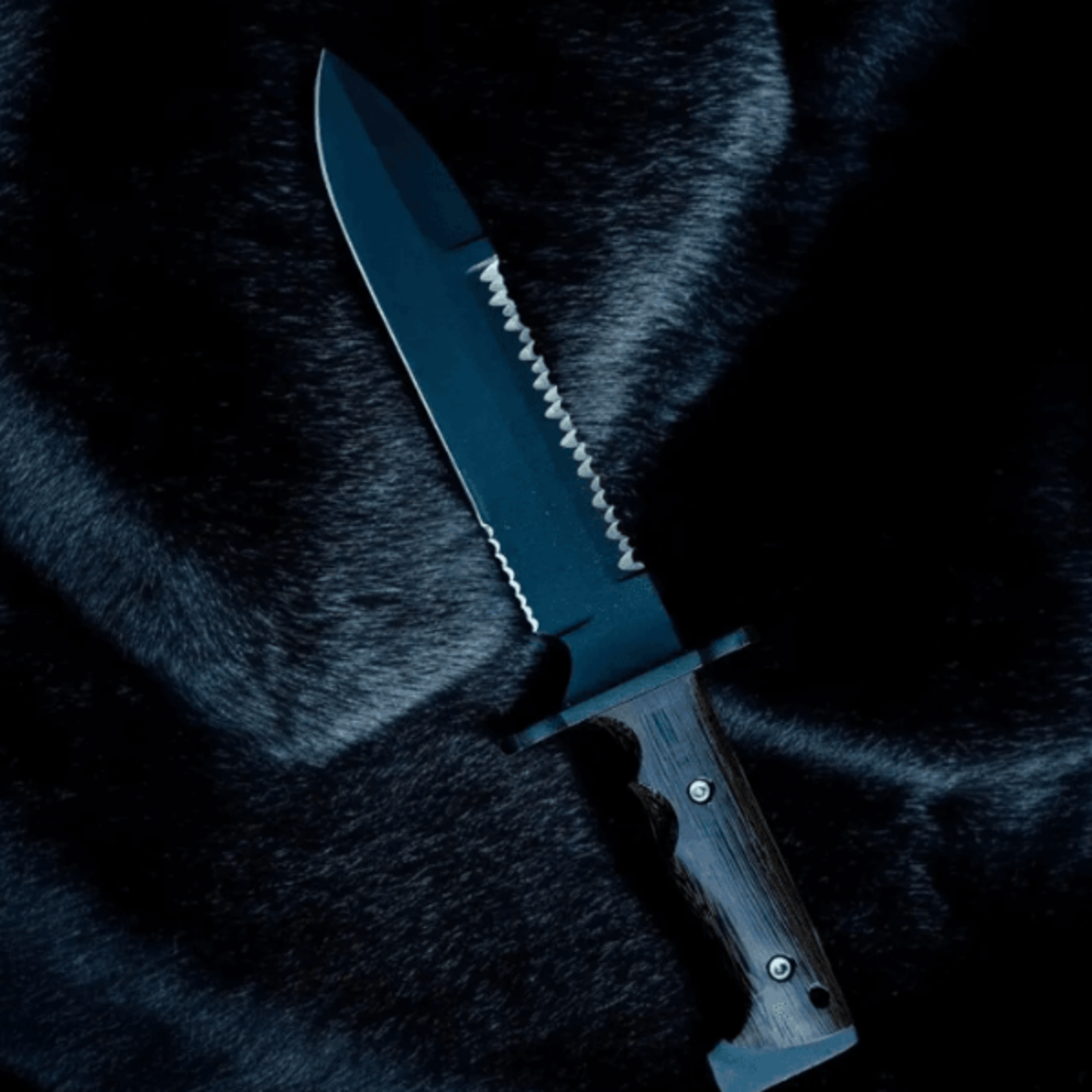handmade carbon steel bowie knife | powder-coated 15" hunting blade | wangi wood handle + leather sheath