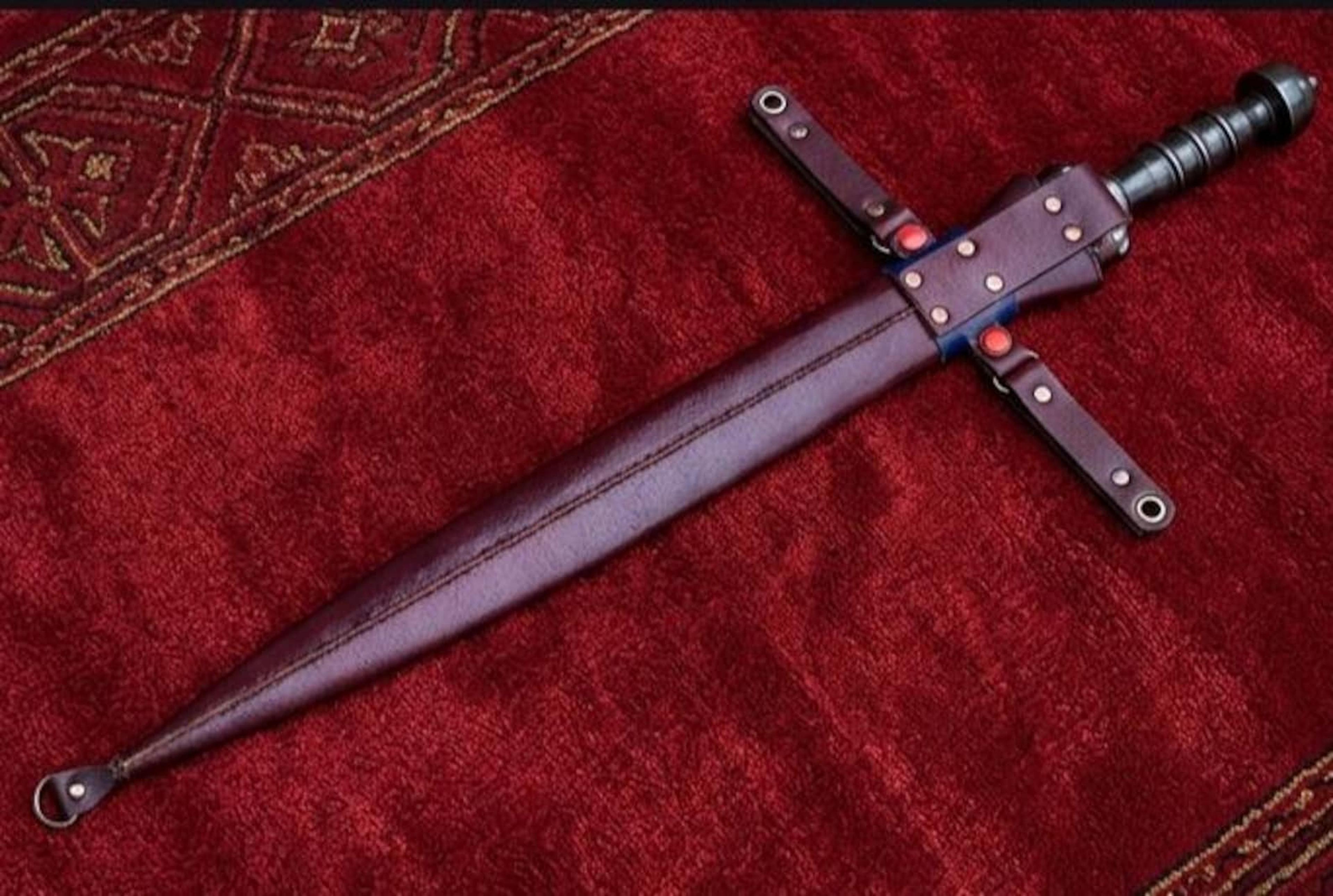Handmade Steel Fantasy Sword Medieval Warrior Blade With Leather Sheath Cosplay Prop 4