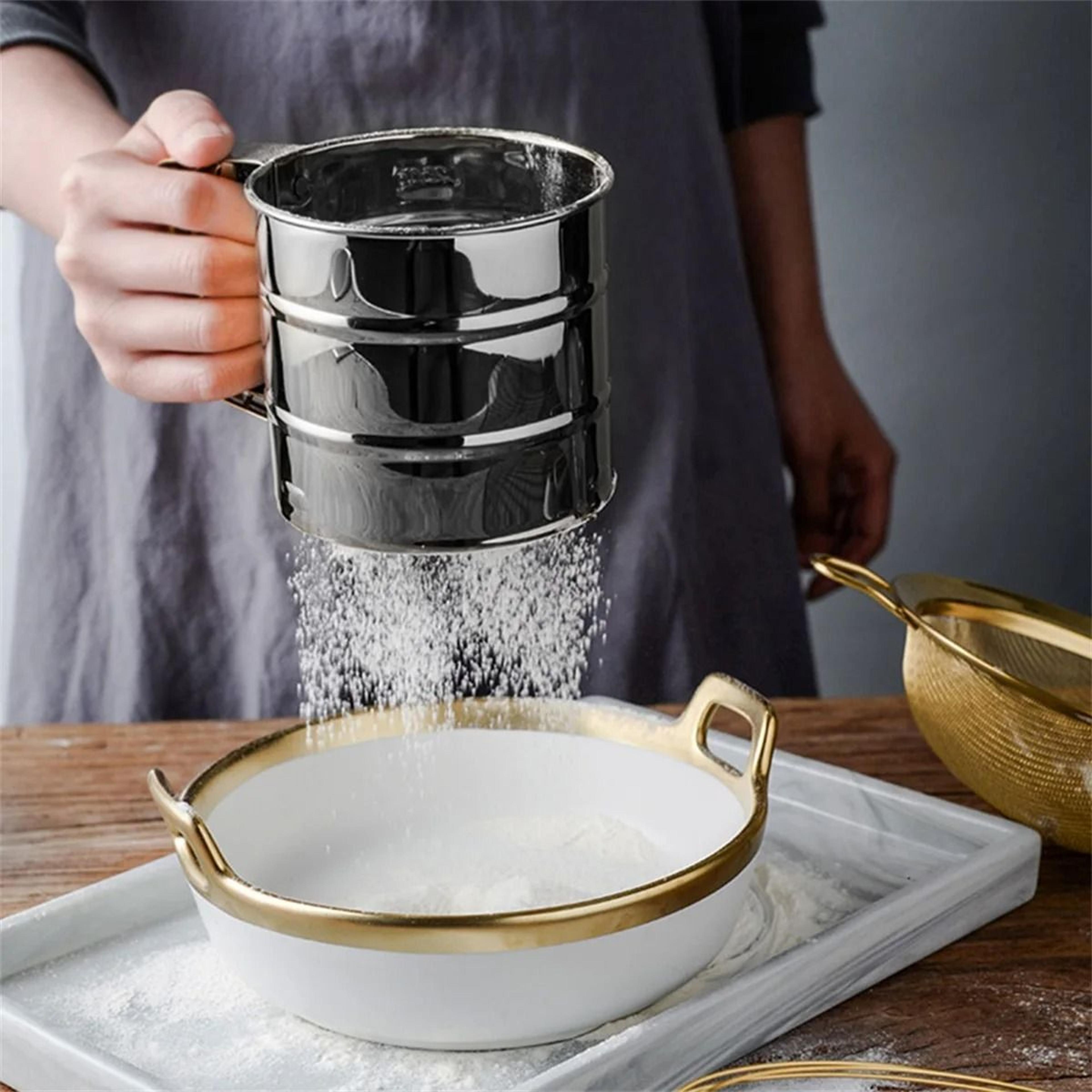 stainless steel handheld flour sifter, fine mesh baking sieve for effortless sifting