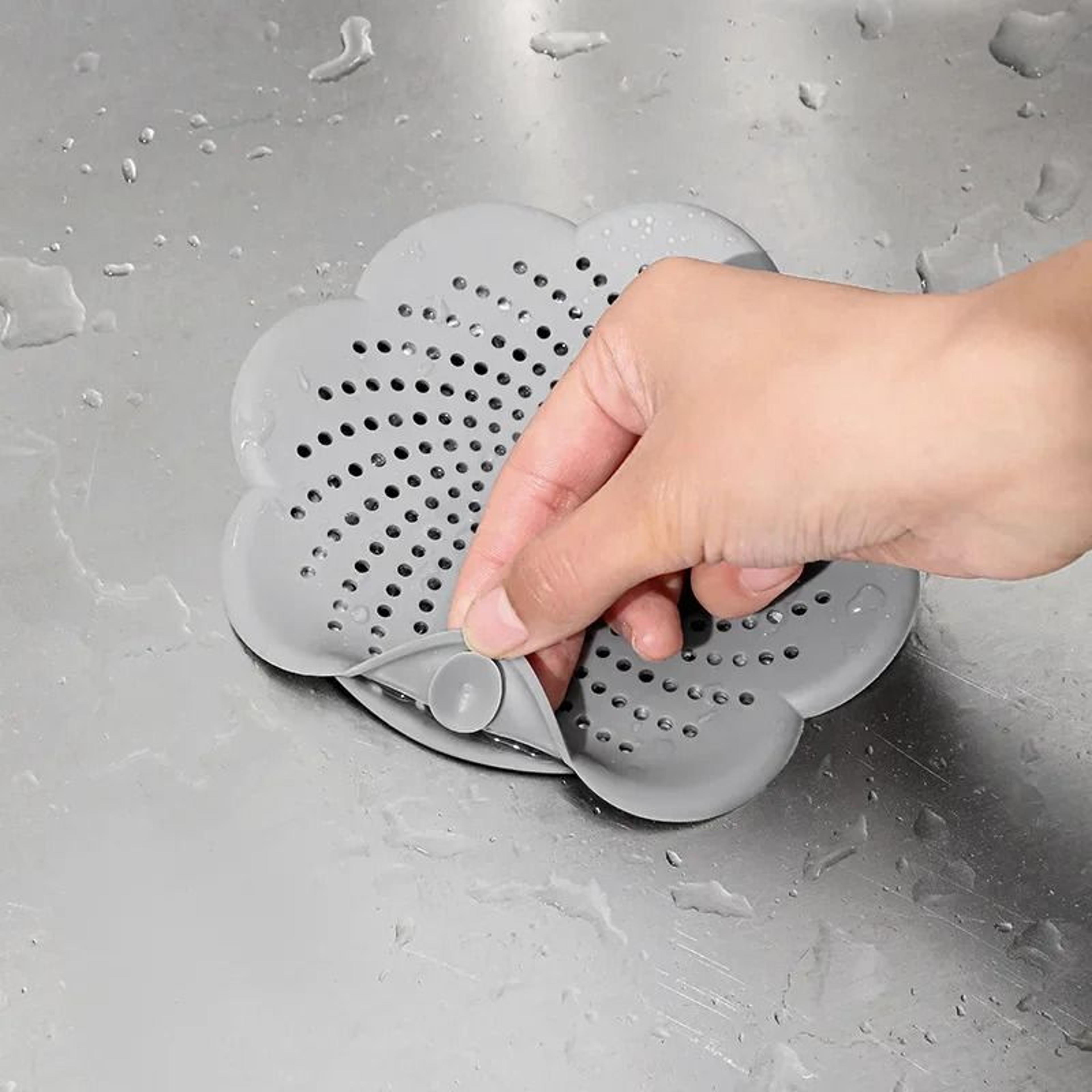 flower shape silicone floor drain cover, anti-blocking mesh sink strainer & hair catcher