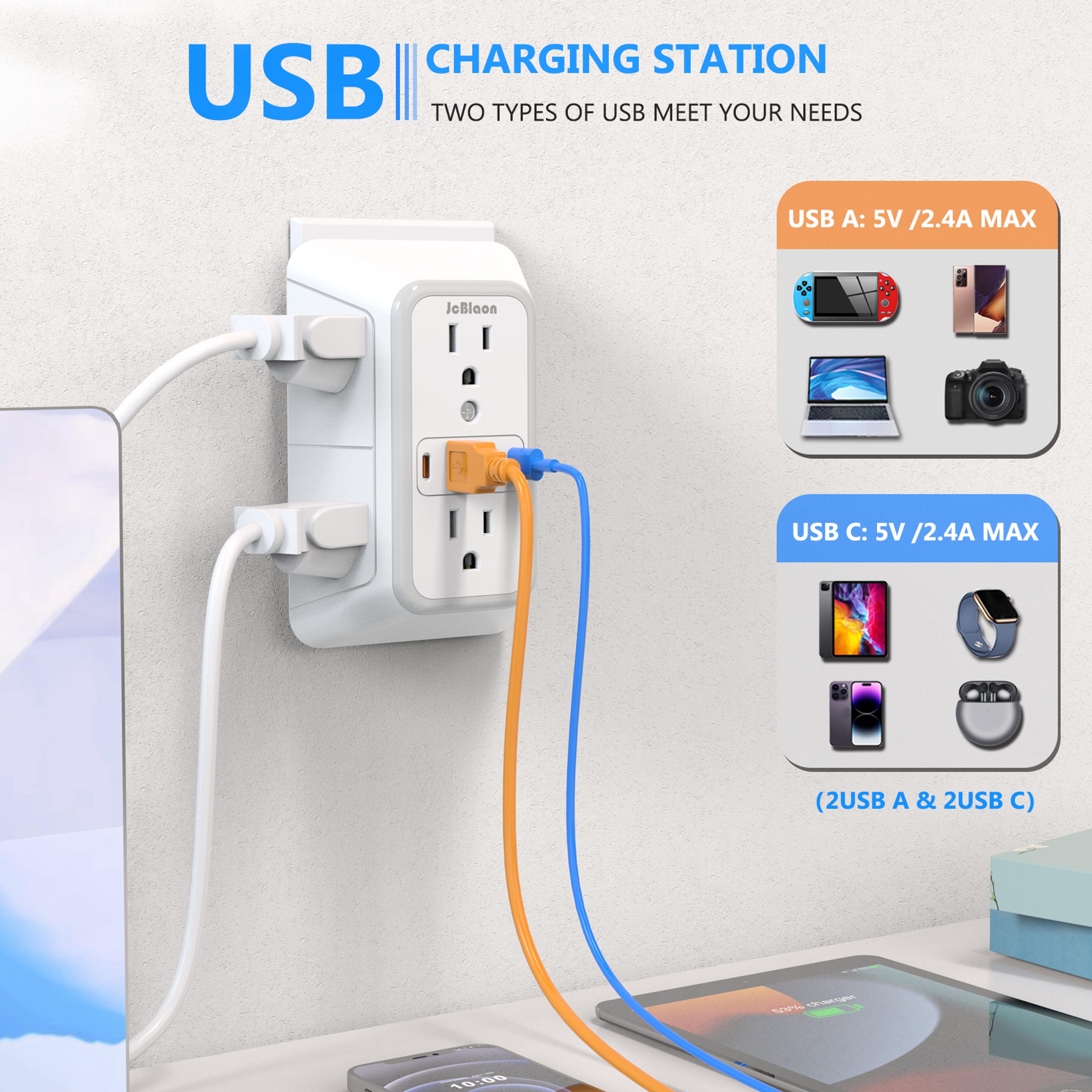 Universal Plug Power Strip 6 AC Outlets 4 USB Ports 2 TypeC Wall Socket with Network Filter  R