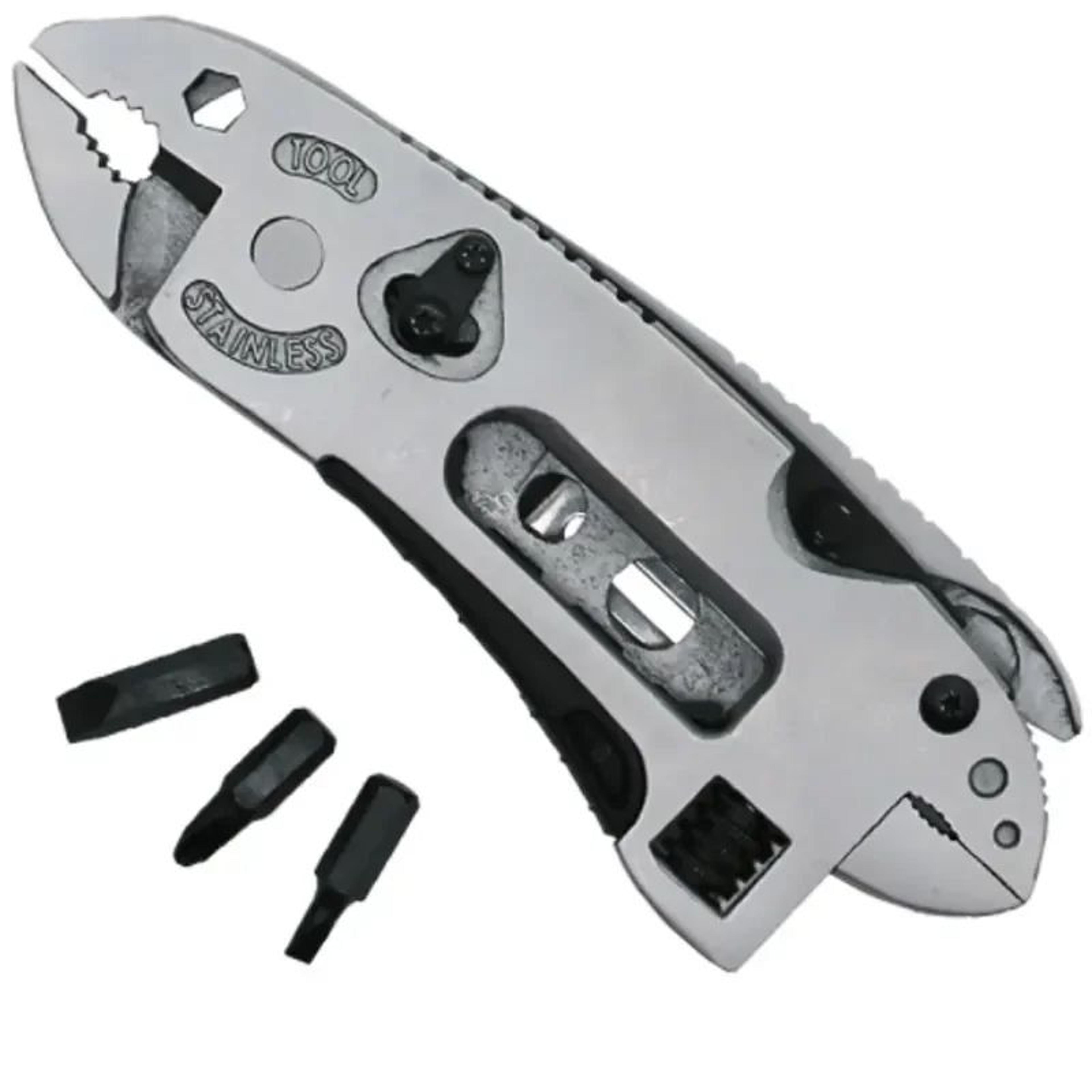 multitool pliers pocket knife screwdriver set, adjustable wrench jaw spanner repair kit for outdoor camping & survival
