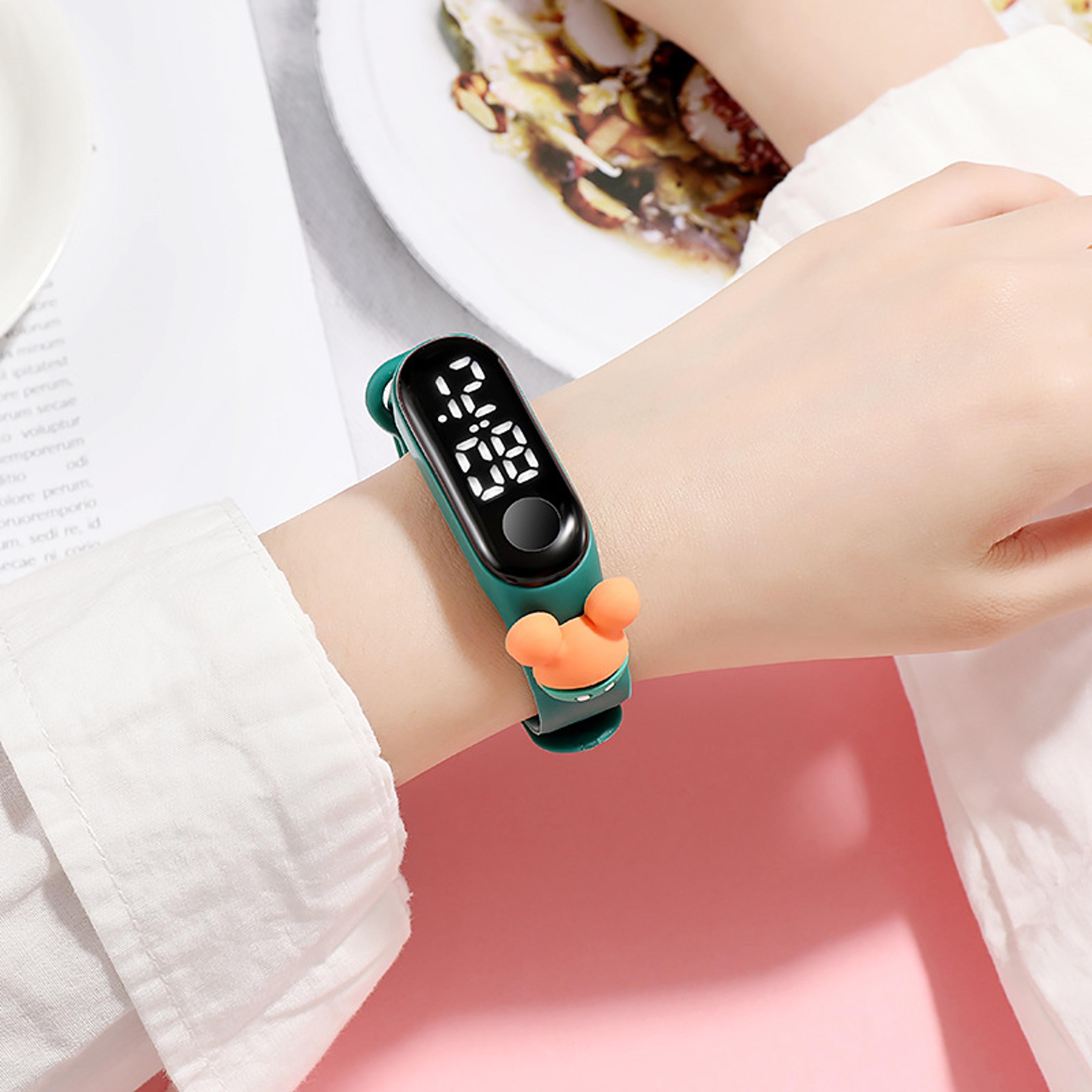 fashion mickey & spiderman led kids watch, waterproof sports bracelet for girls & women