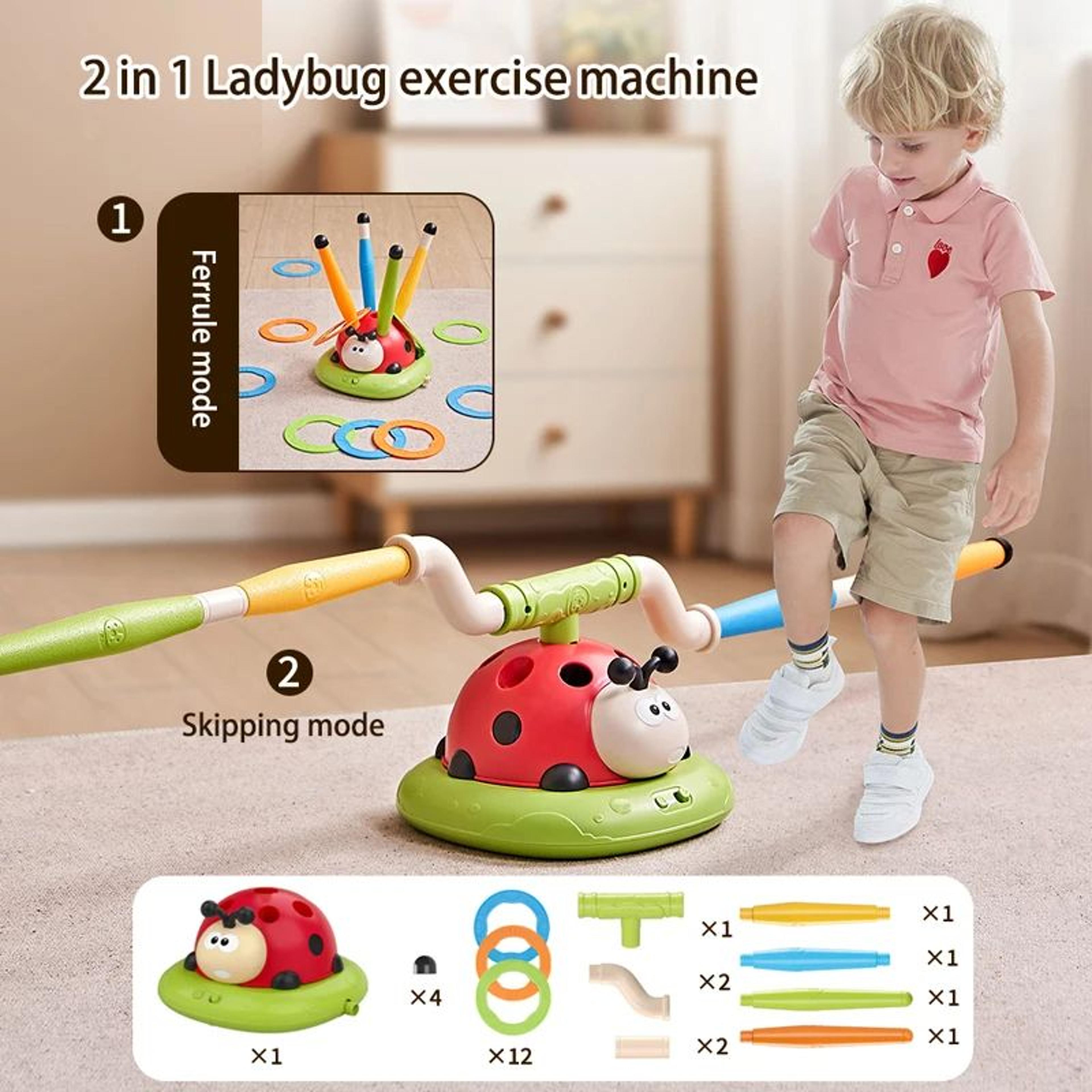 ladybug sport entertainment game toy multifunction rope skipping machine, jump rocket launcher outdoor play for kids