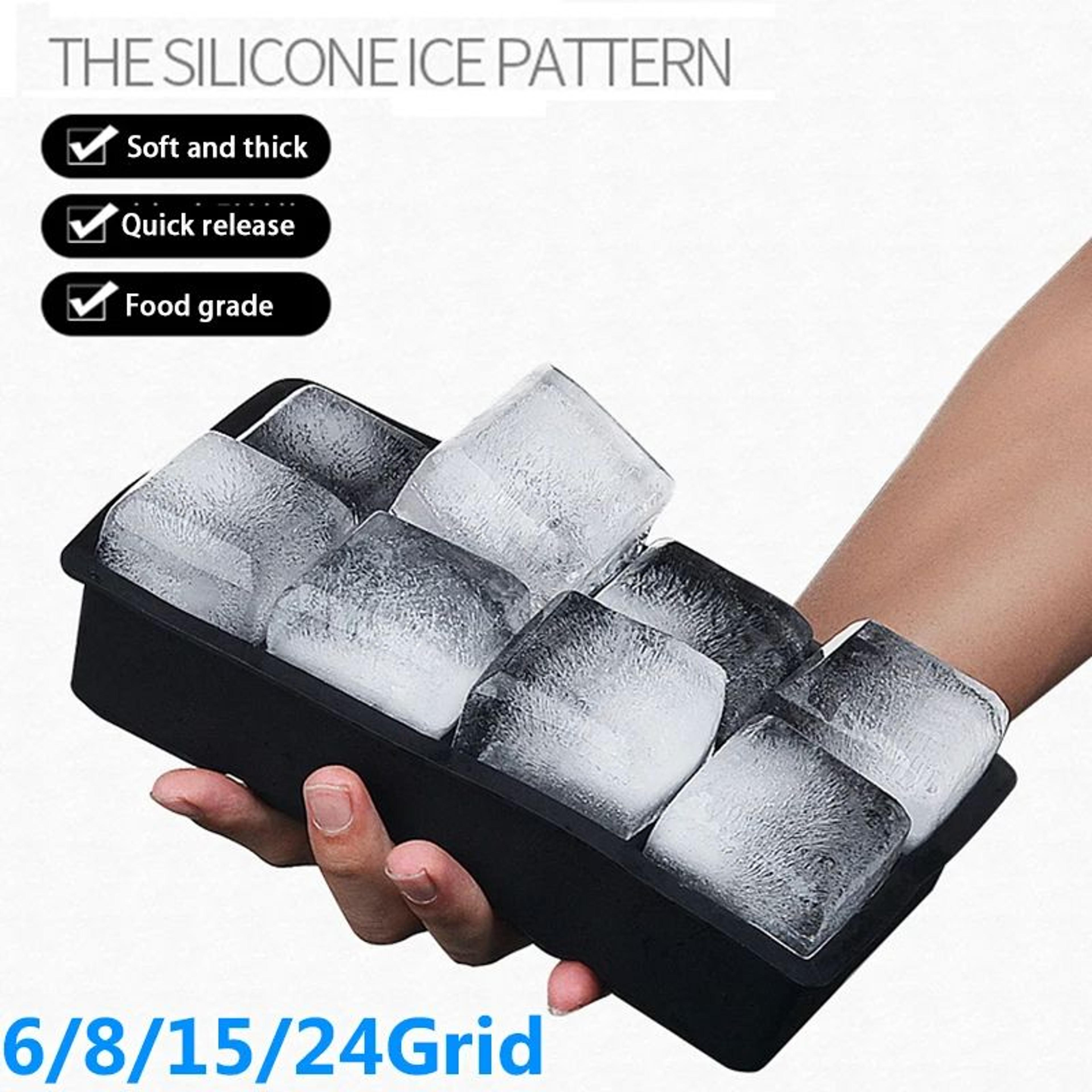 large silicone ice cube mold grid big ice tray for giant jumbo cubes, food grade, non-stick & freezer safe diy ice maker