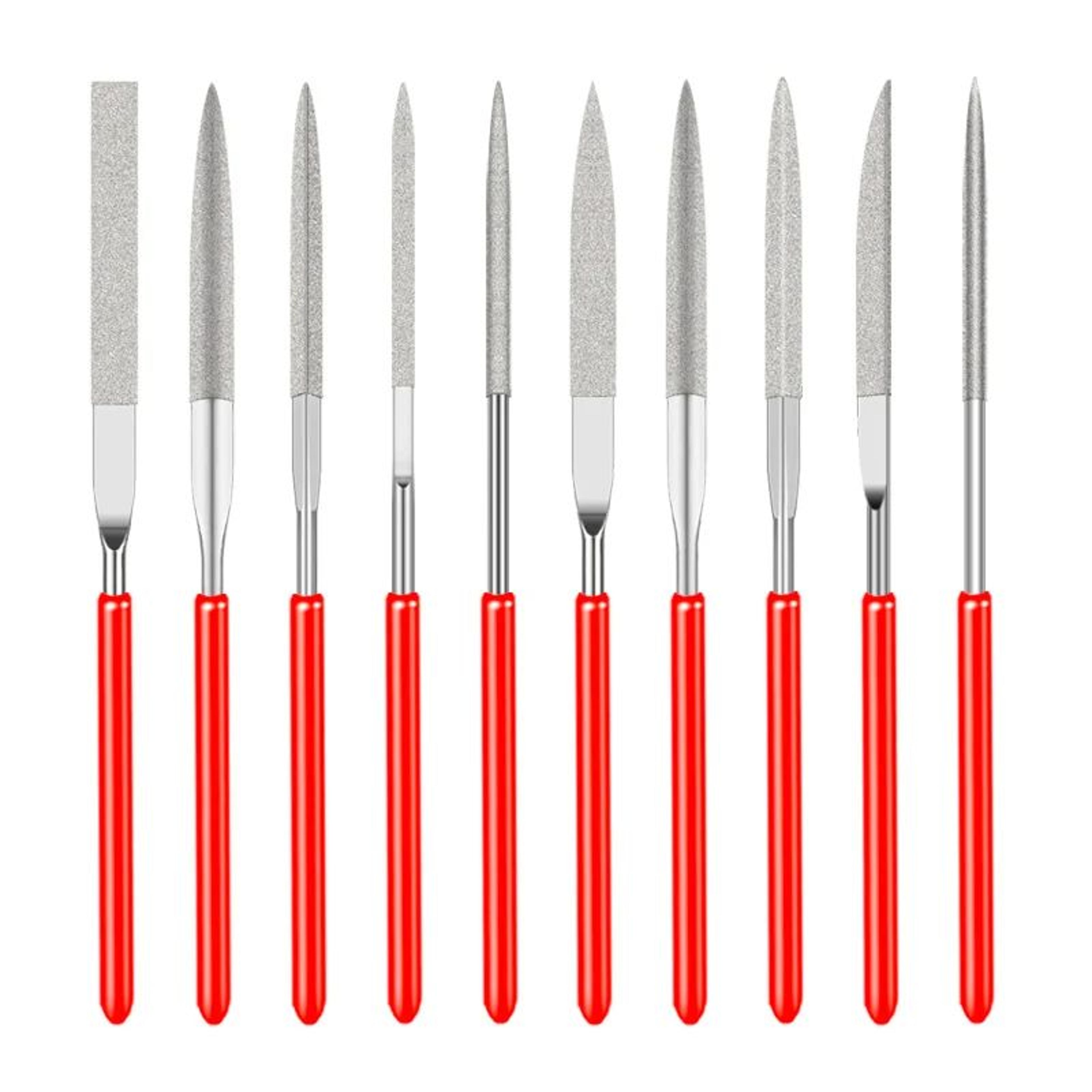 10pcs diamond needle file set mini needle file kit for stone, glass metal carving craft hand tool for precision grinding