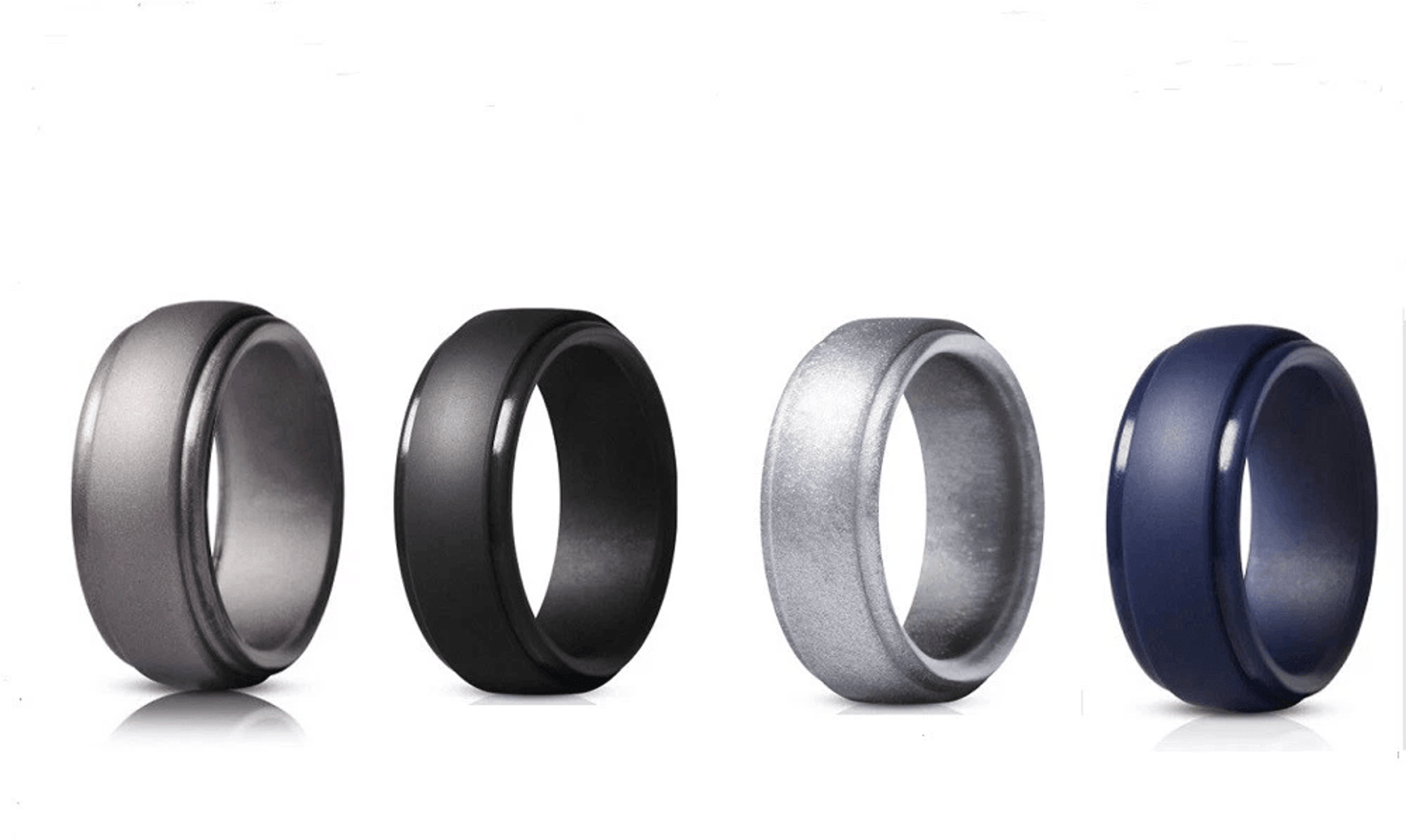 silicone wedding rings, unisex rubber bands for gym, work & sport use, stylish hypoallergenic alternative to metal