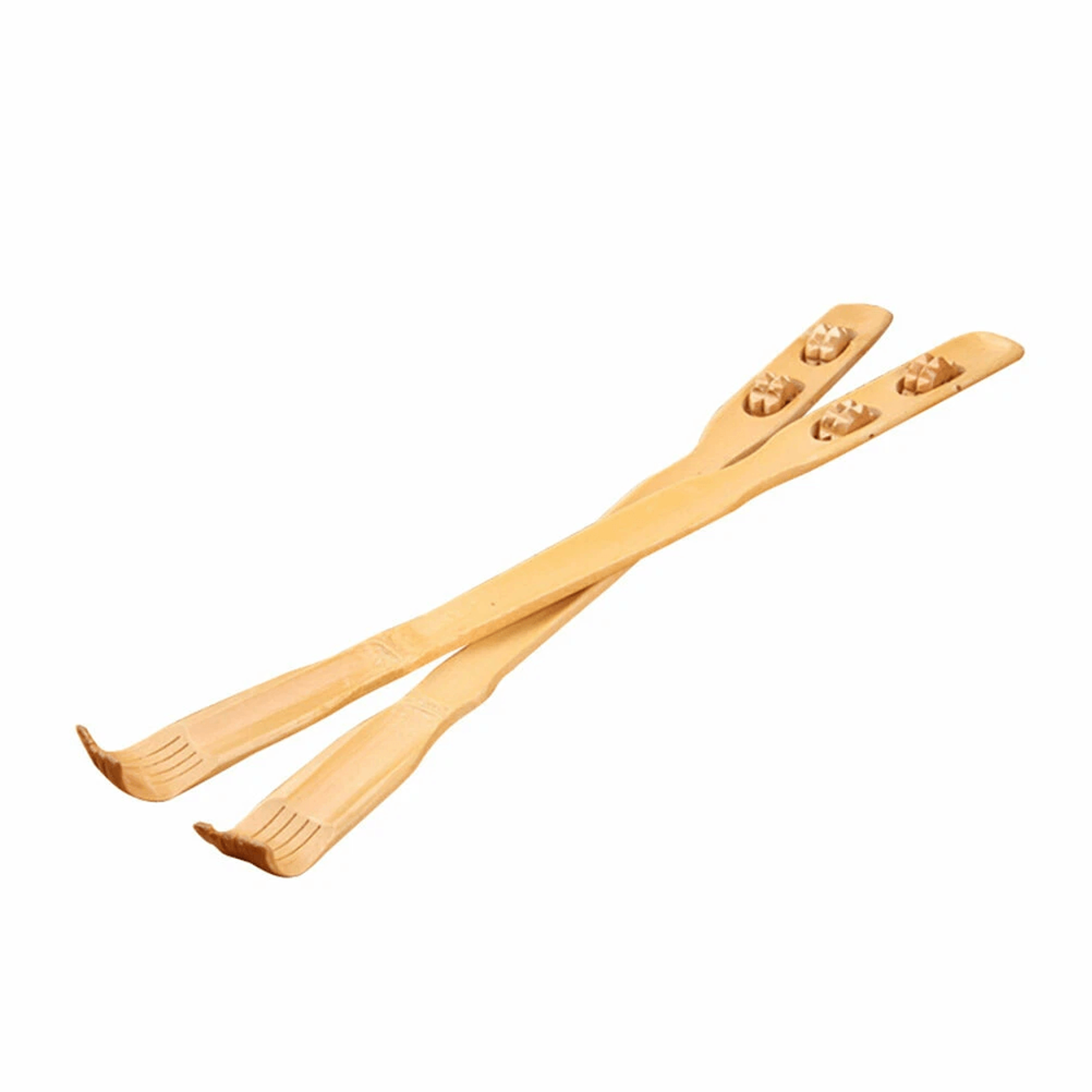 bamboo back scratcher massage rollers, long reach therapeutic bamboo massager stick for back, shoulders & body