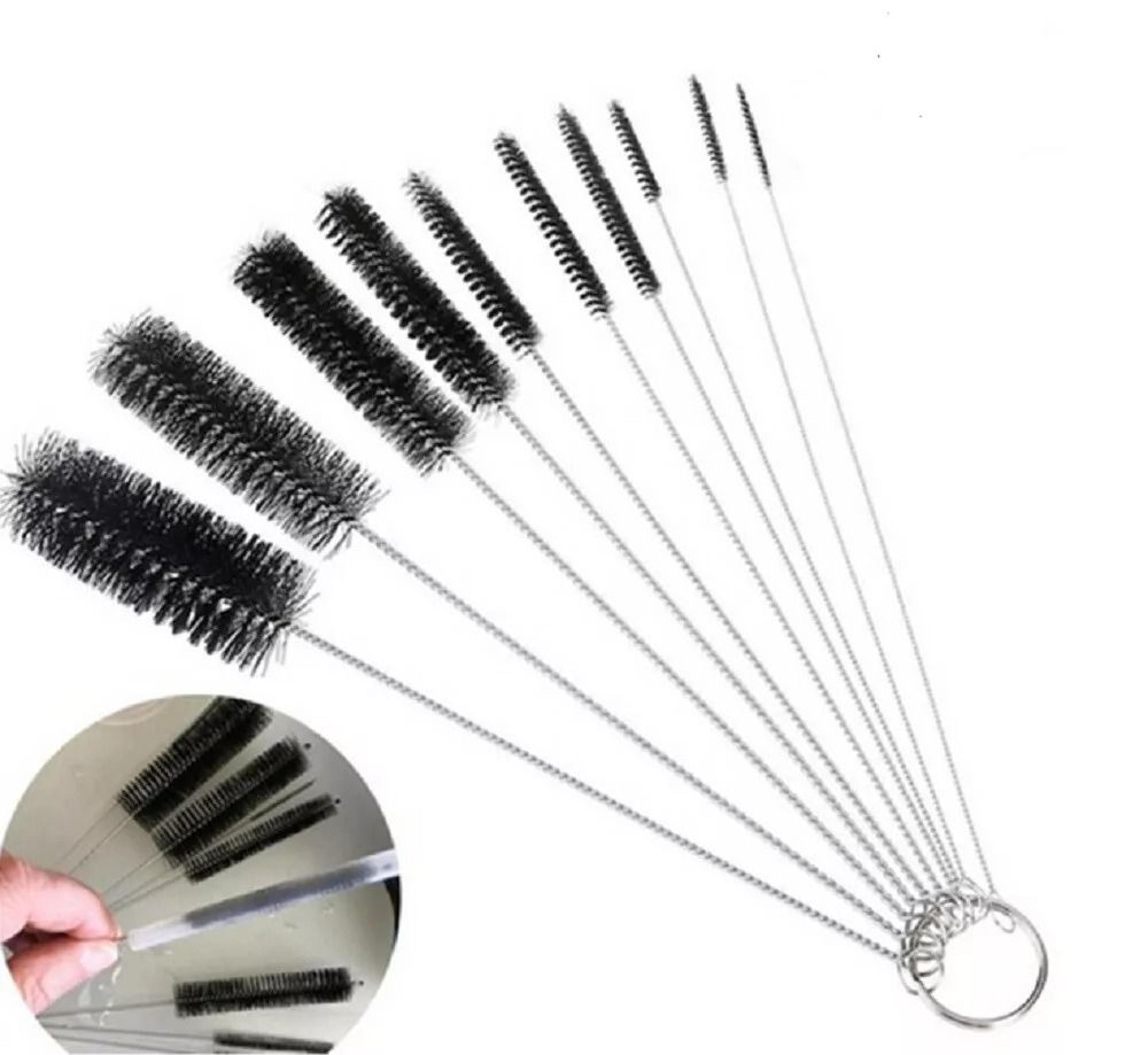 10-pack nylon straw cleaning brushes , stainless steel wire drink pipe cleaner kit for reusable straws