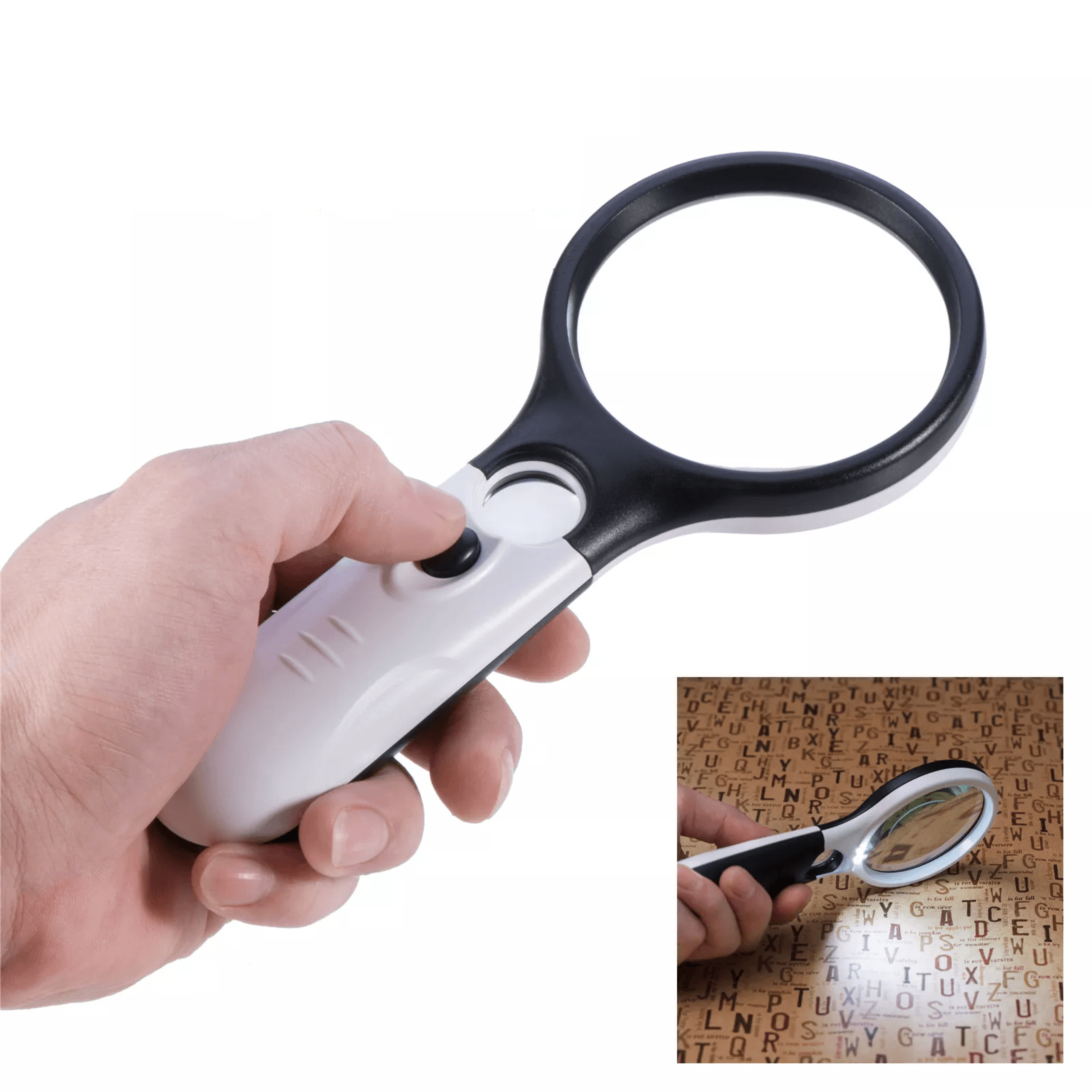 led light handheld magnifier, high power reading magnifying glass lens with jewelry loupe for coins, stamps, crafts