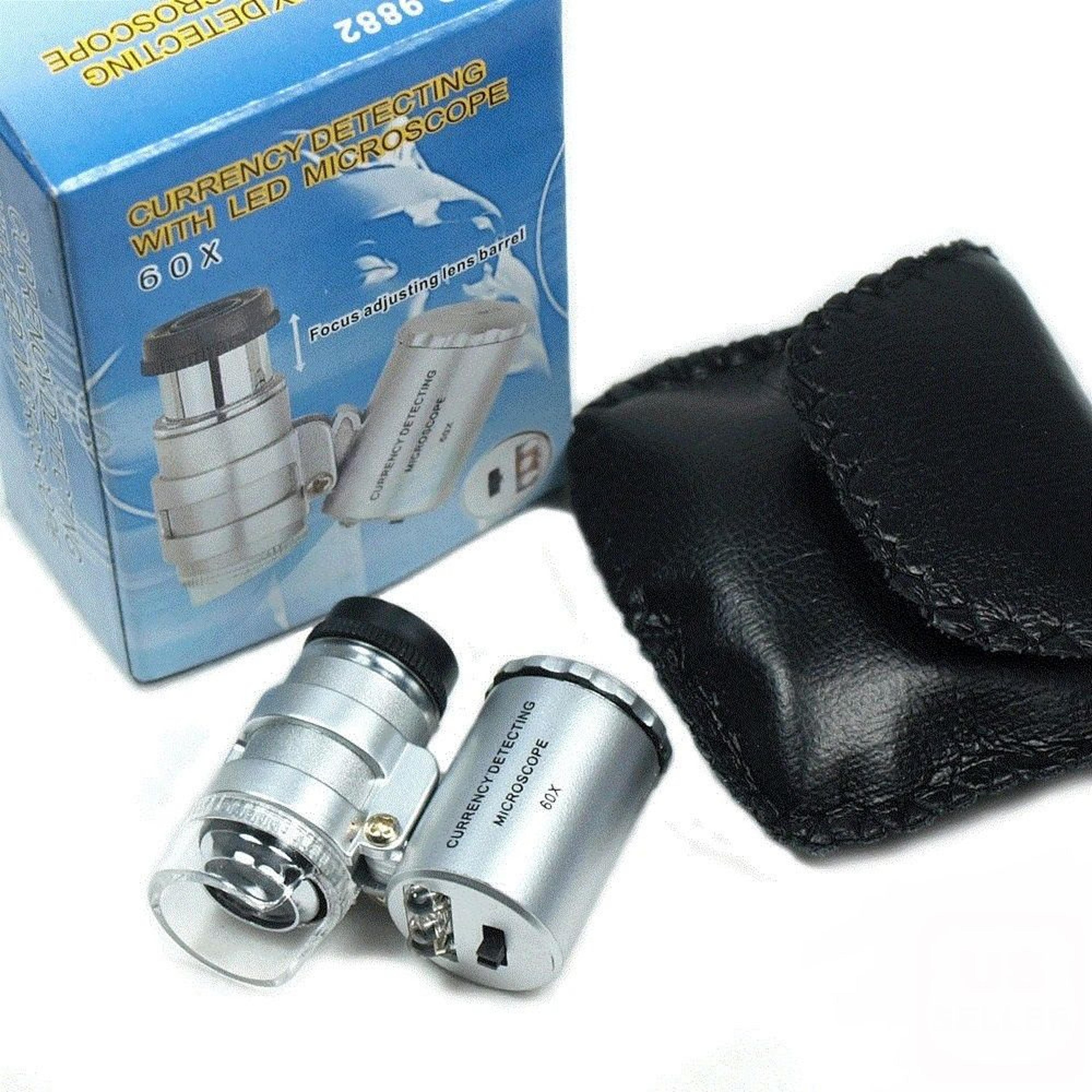 60x magnifying loupe with led light jewelers pocket magnifier for jewelry, coins stamps uv light for currency detection