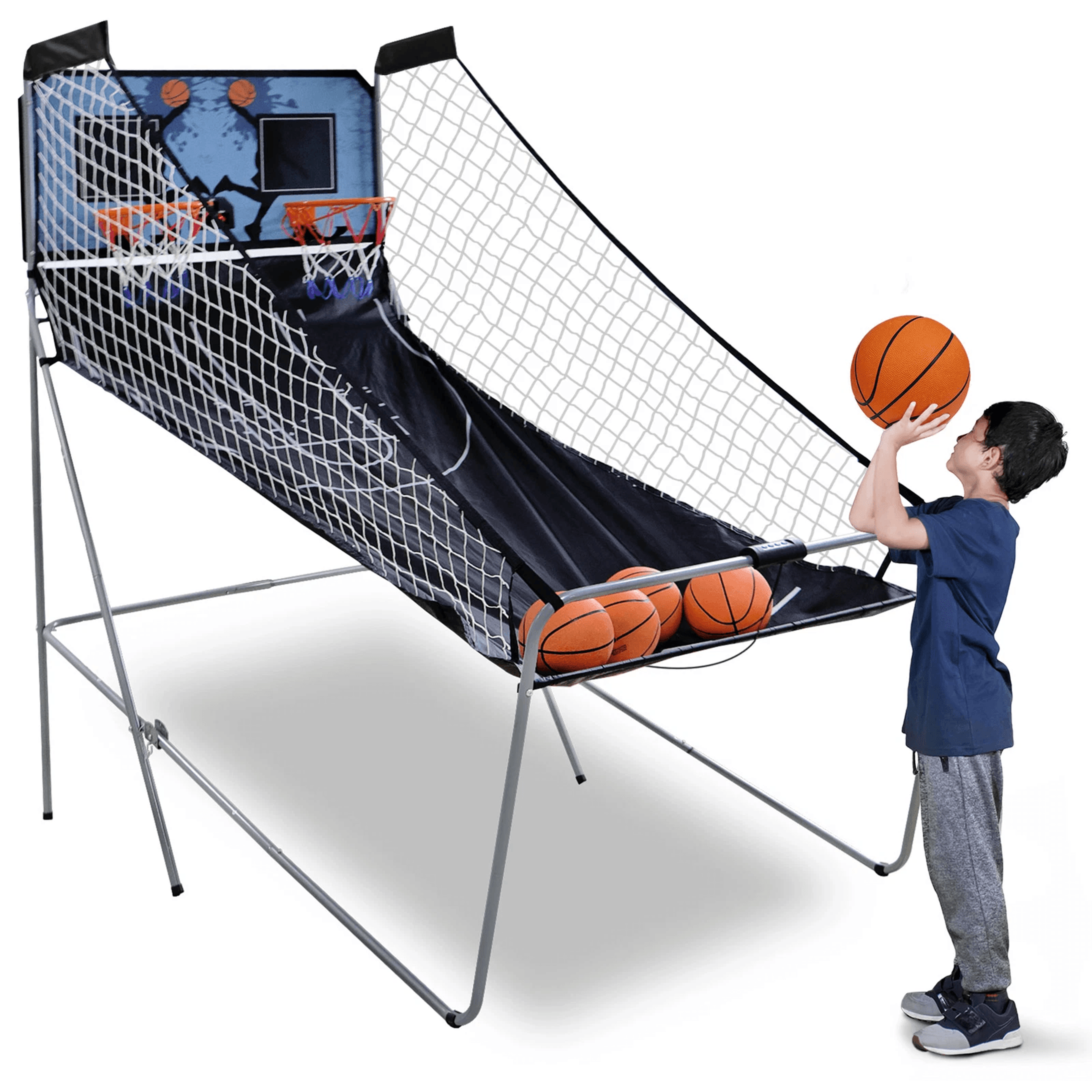 indoor basketball arcade game, double electronic hoops shot