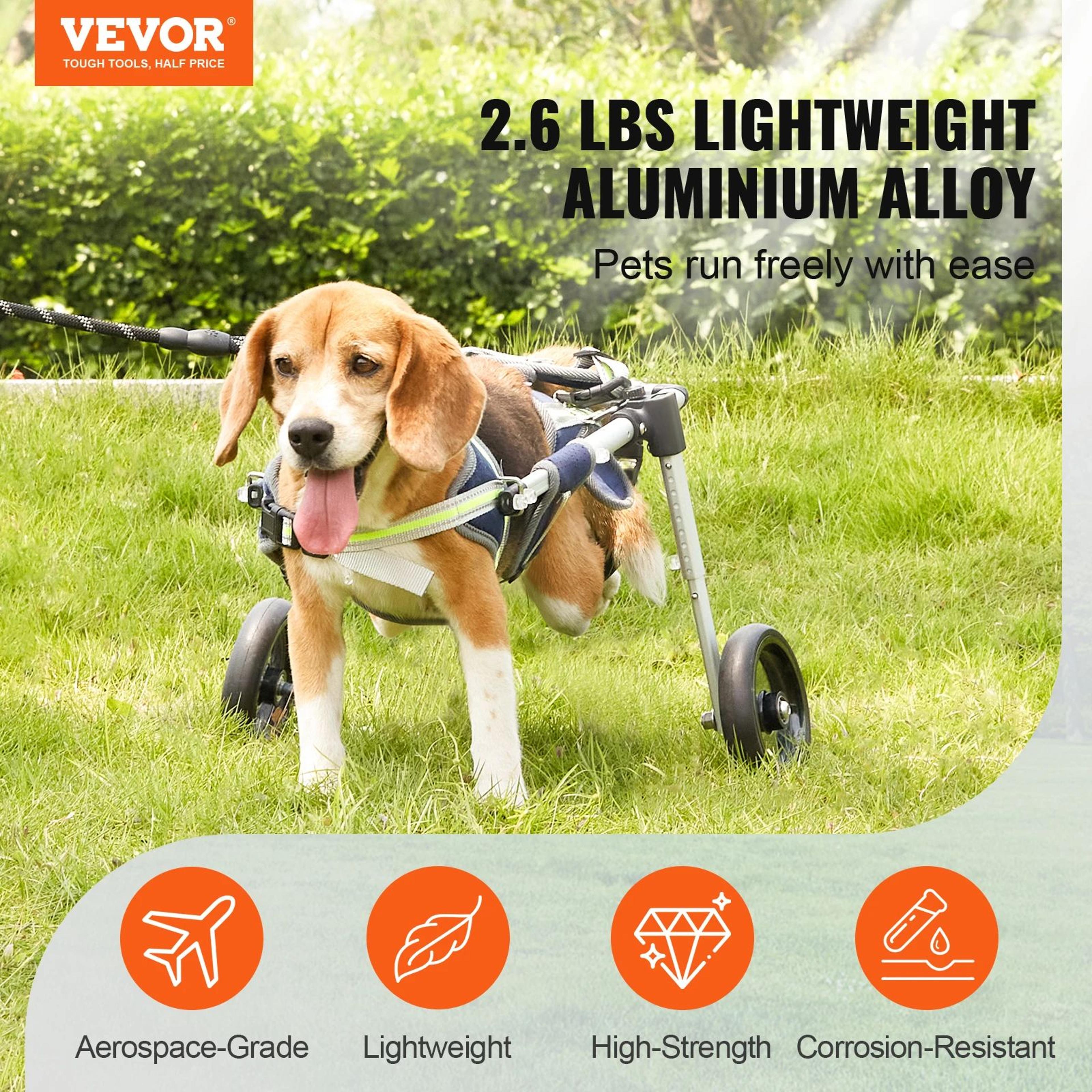 2 wheels dog wheelchair for back legs, adjustable pet wheelchair dog cart for injured disabled paralysis