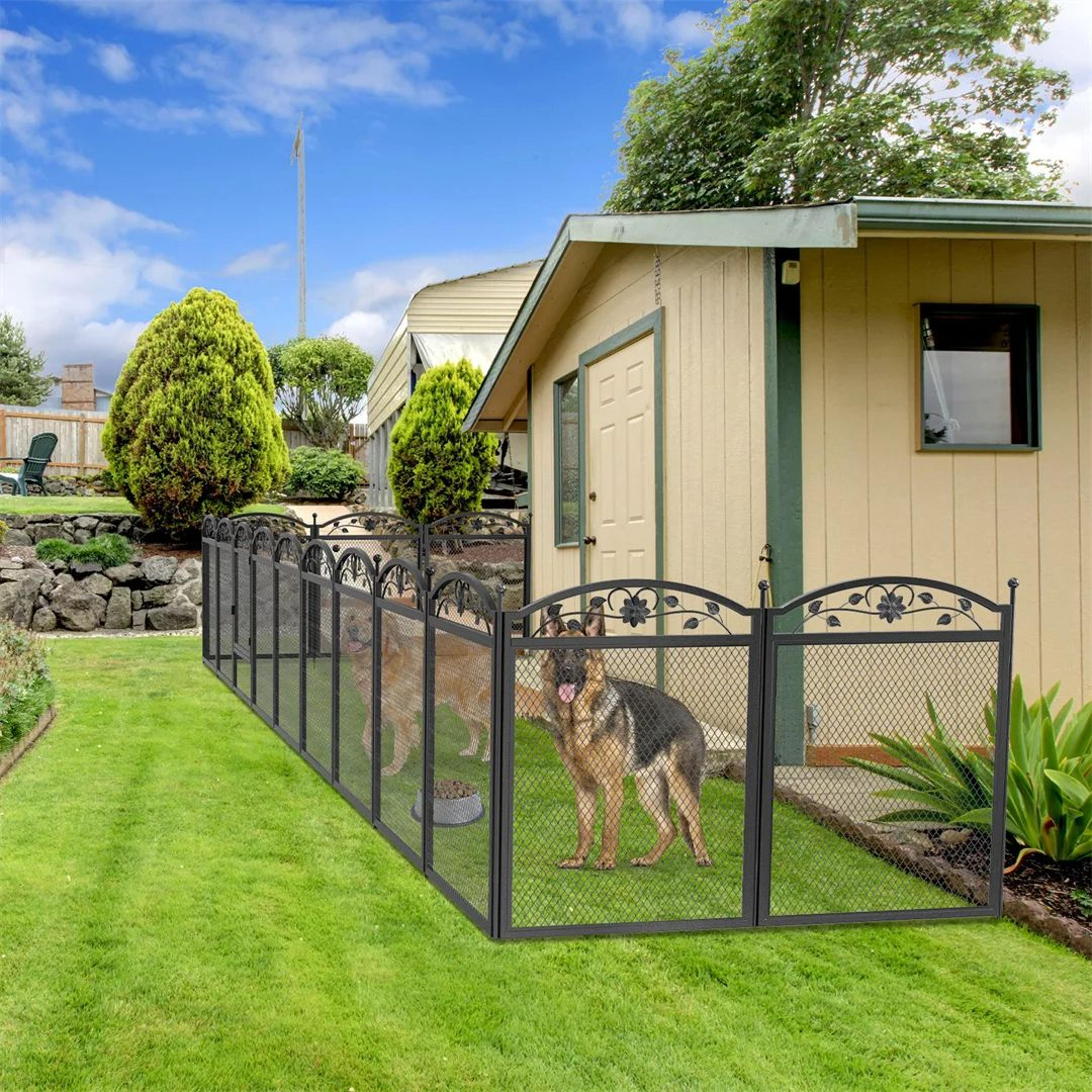 diy heavy duty dog playpen with waterproof fertility pad, indoor & outdoor puppy metal fence for whelping and training