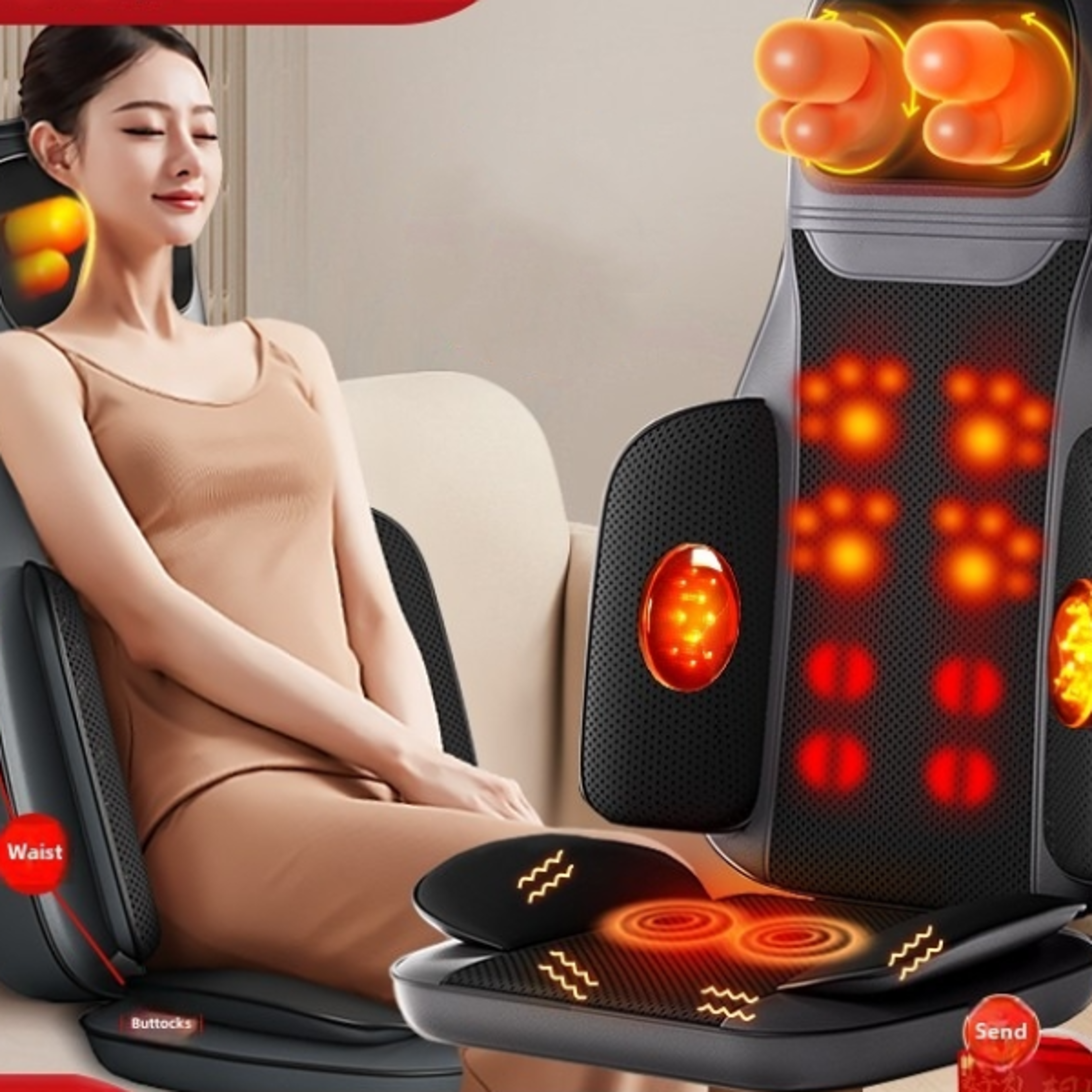 back massager chair pad with heat vibration, full body massage seat cushion, kneading warmer, christmas gifts for women