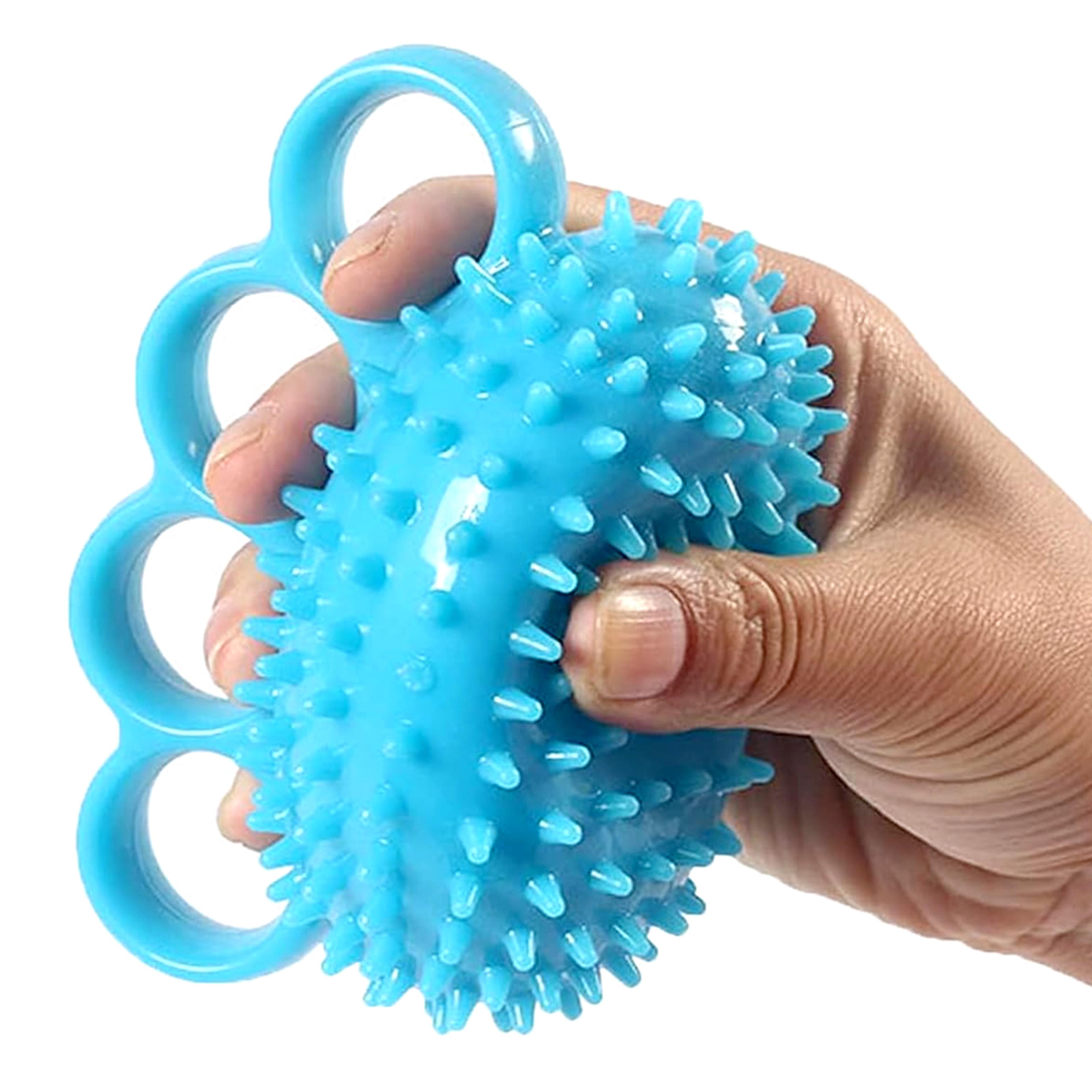 four finger exerciser ball, hand grip strengthener, therapy ball for hand cramps and stress relief, hand exercise