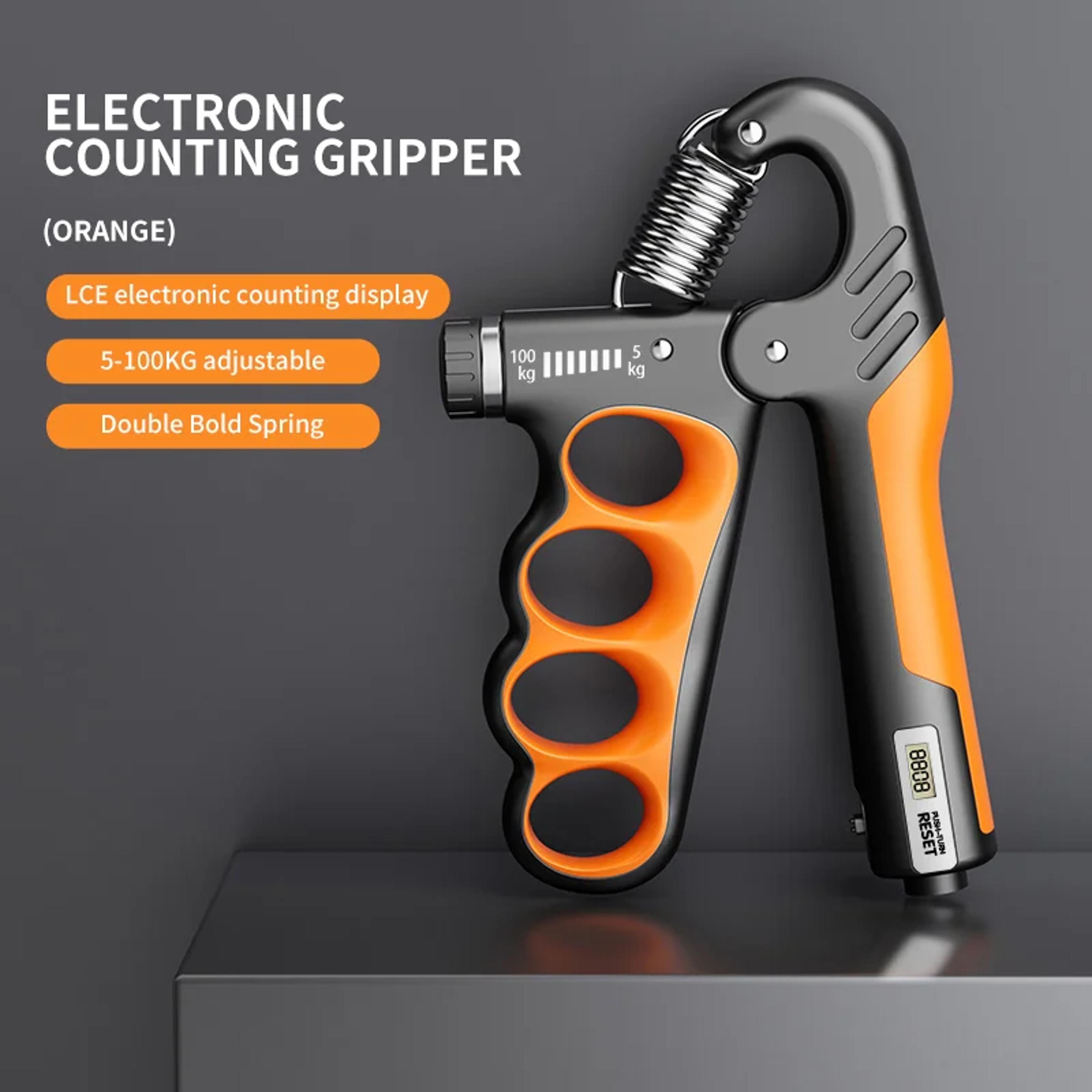 electronic hand grip exerciser, adjustable strength trainer with lcd counter, forearm muscle recovery fitness trainer