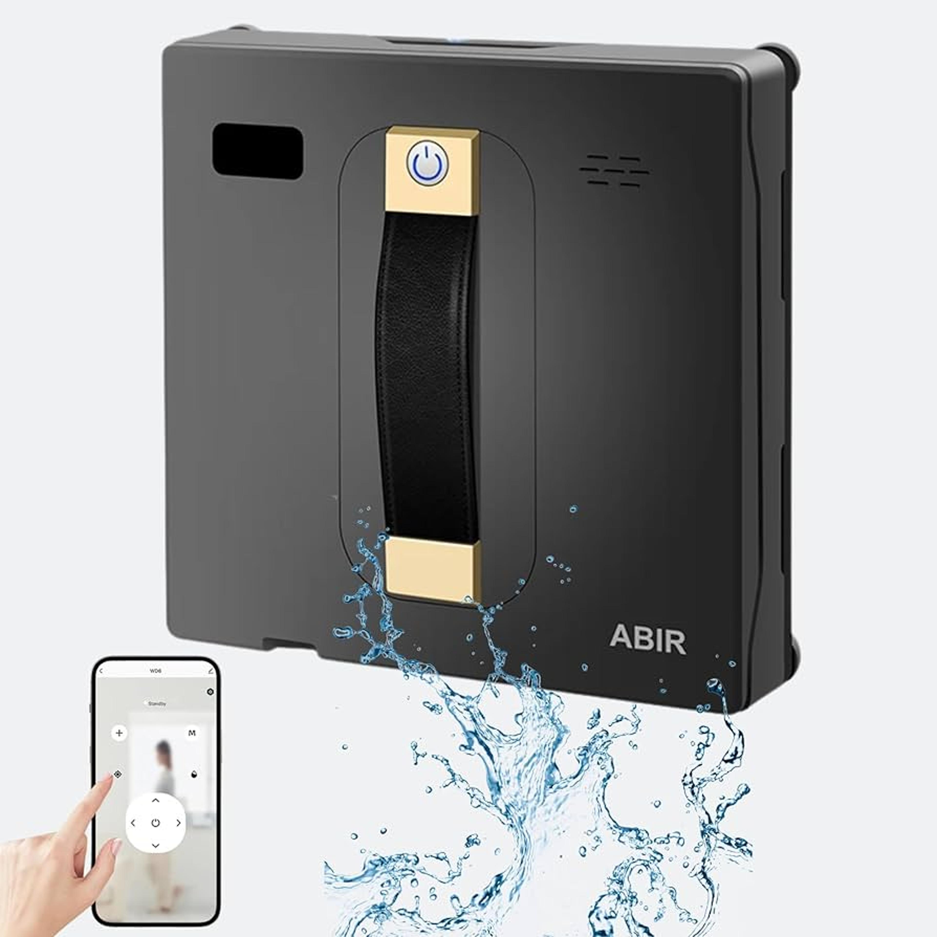 robot window cleaner abir wd8 with dual water spray, high vacuum suction, smart memory & laser sensor, glass wall clean