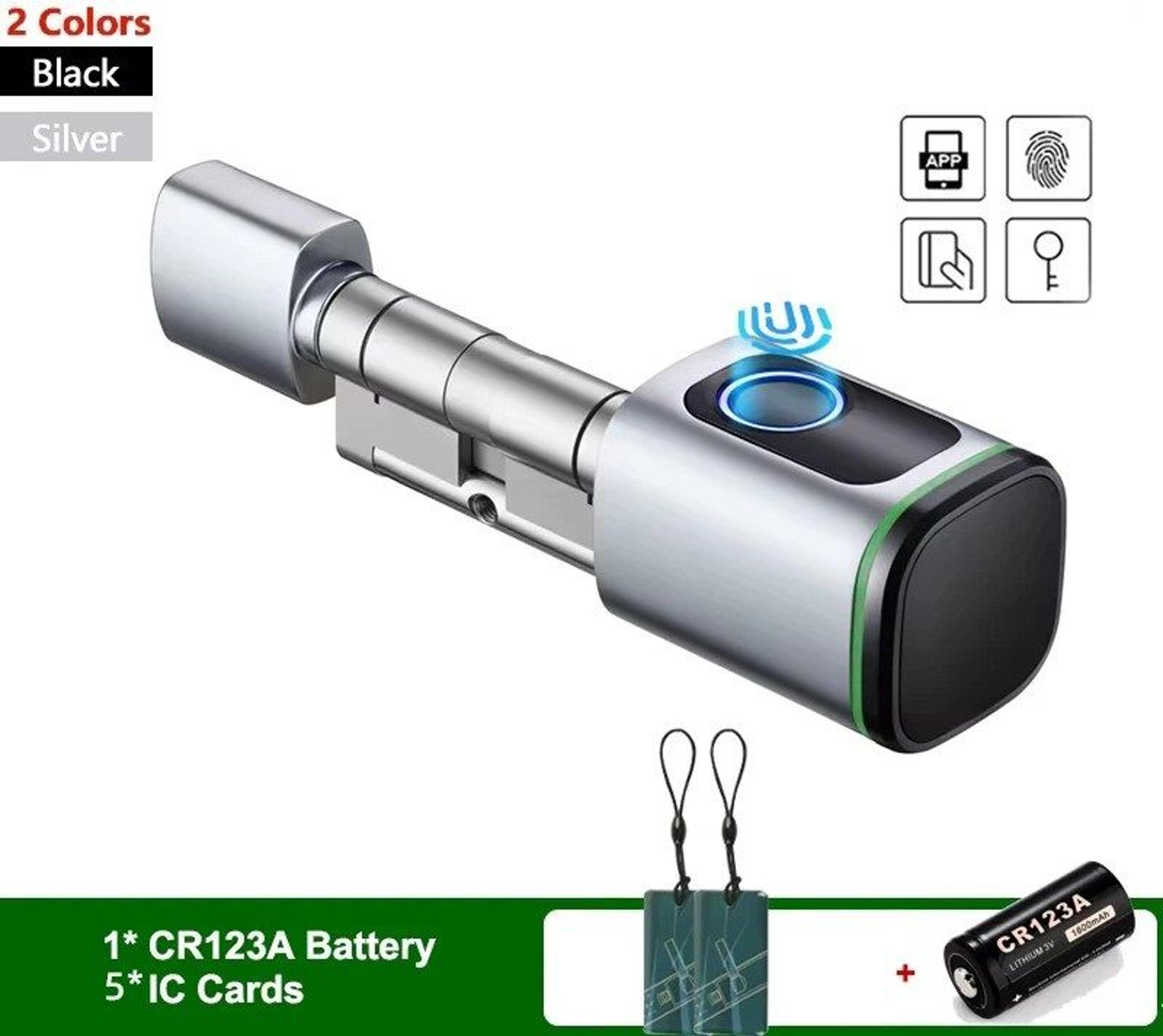 tuya bluetooth smart cylinder lock, fingerprint & ic card access, includes battery, easy s1 replacement quick install