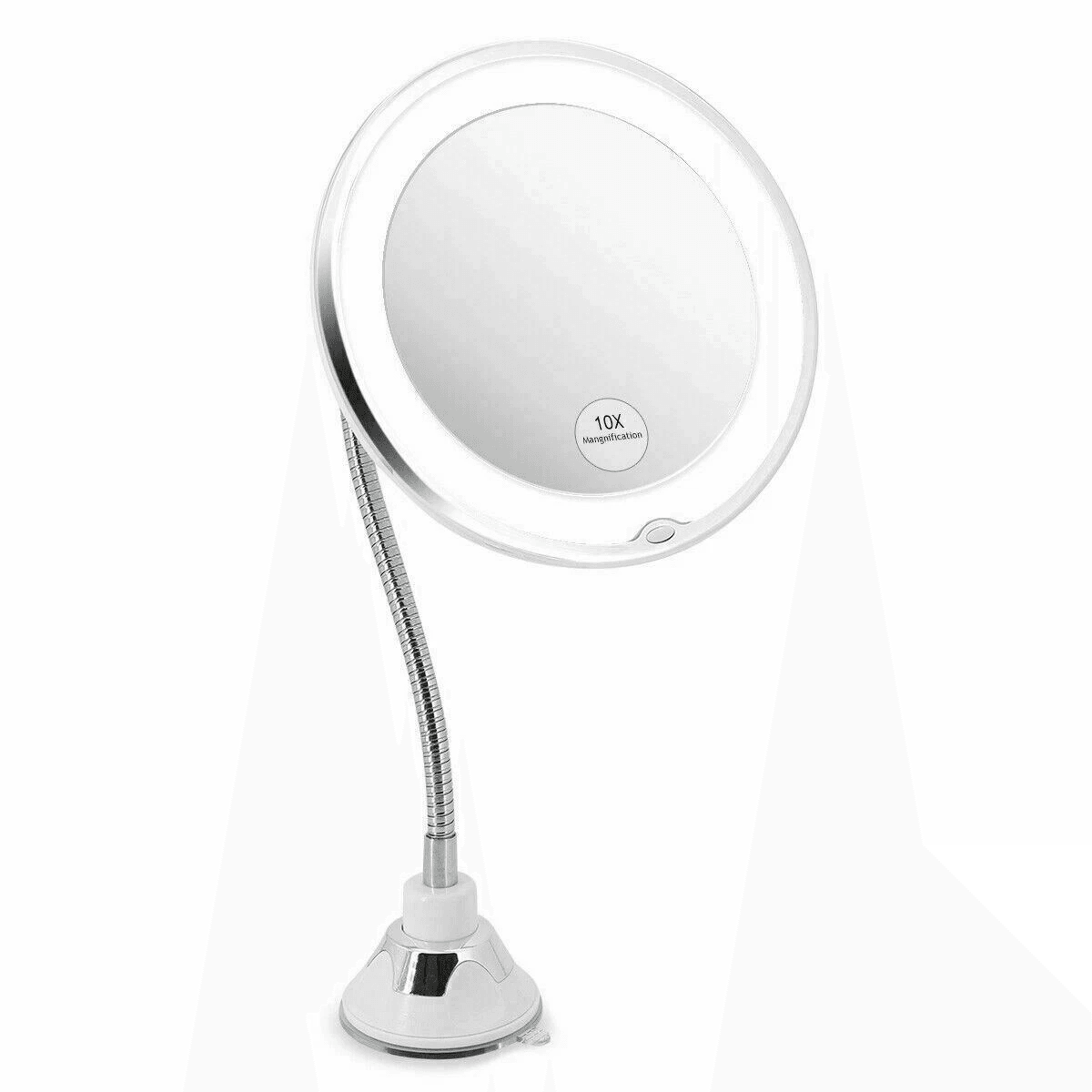 gooseneck magnifying makeup mirror with led light, adjustable magnification bathroom vanity mirror for precise makeup