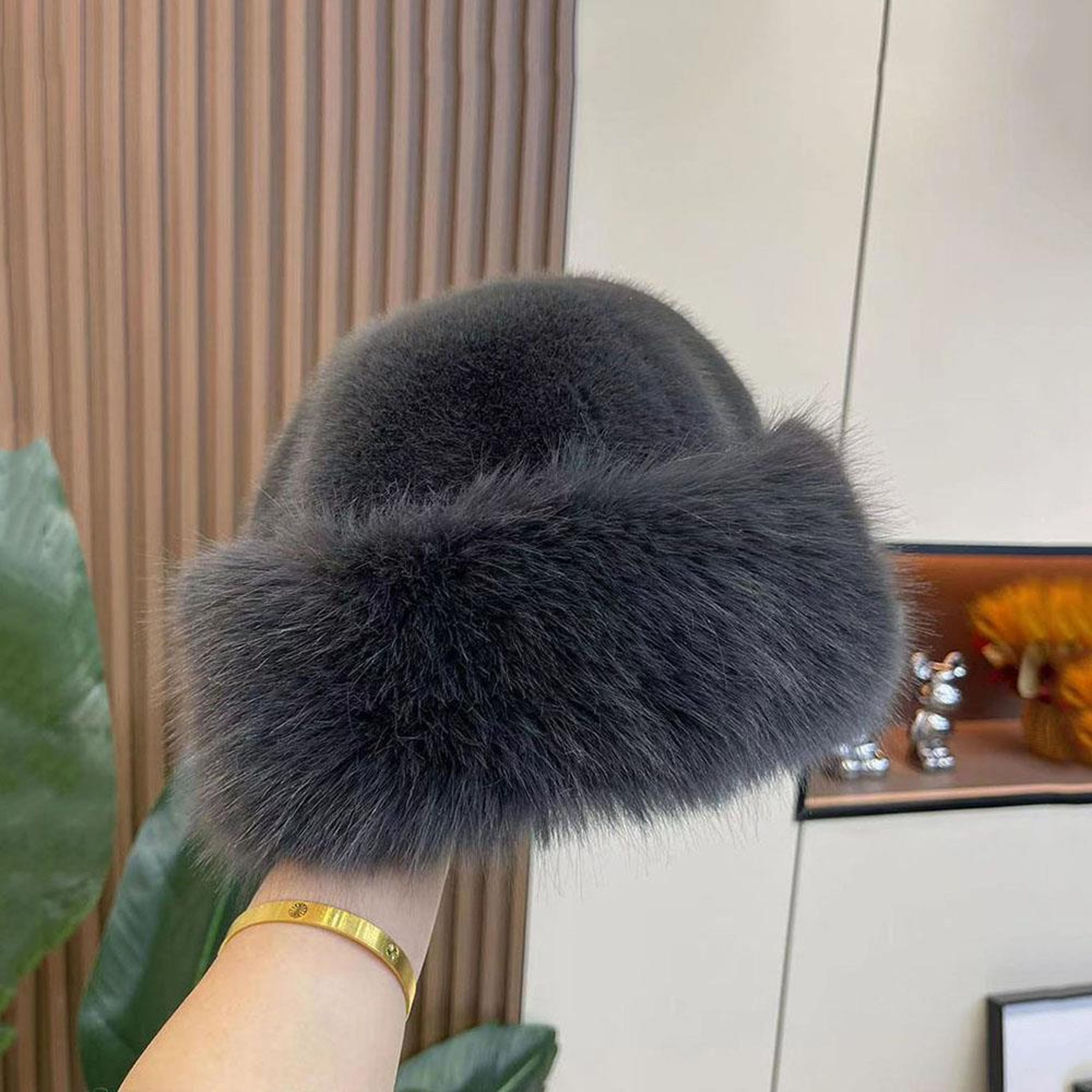 Fluffy Fur Winter Hat Womens Ski Cap Thick Warm Windproof Faux Fur Russian Fishermans Mink Snow Hat 15