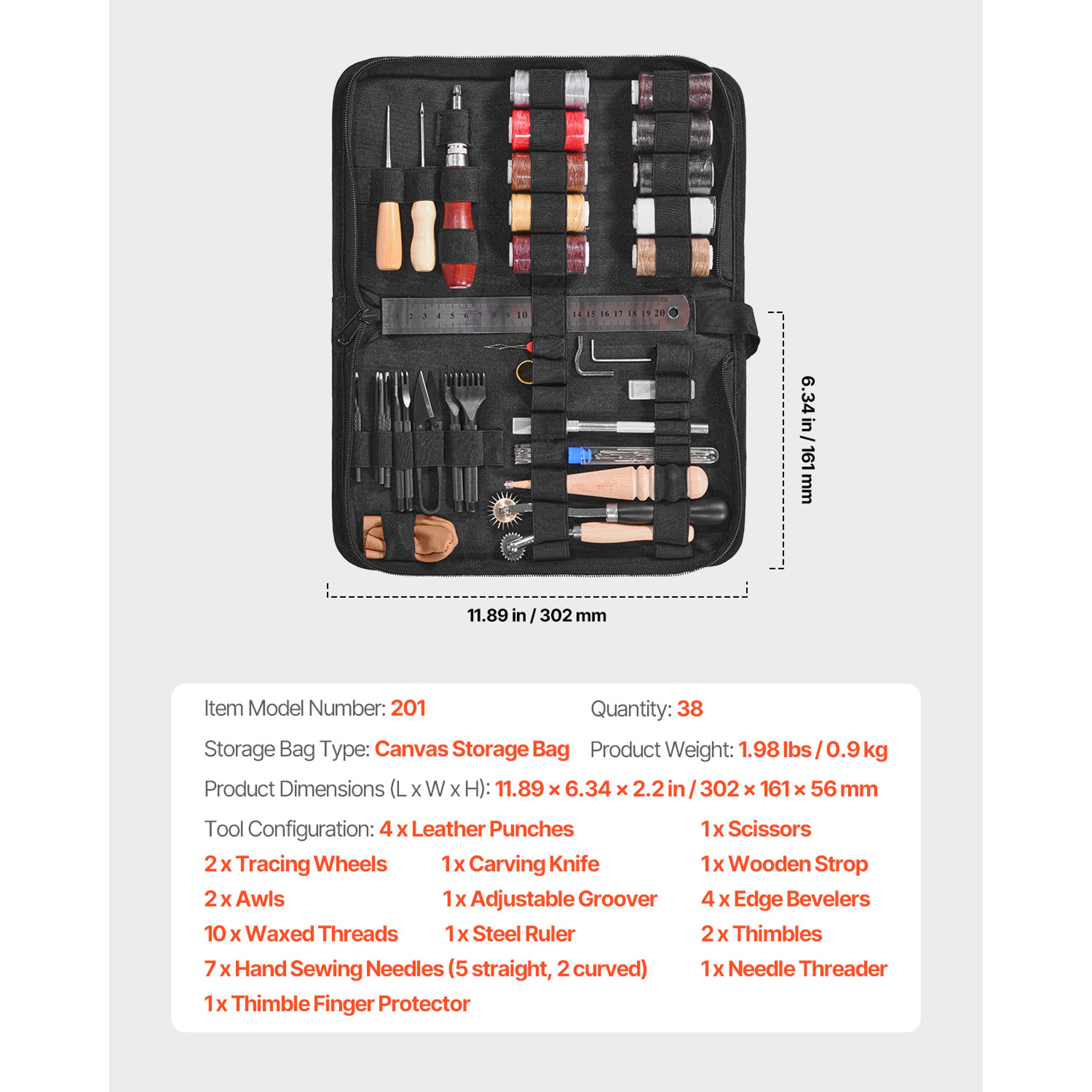 Leather Craft Tools Kit Engraving Punching Sewing Stamping Tools With Storage Bag 4