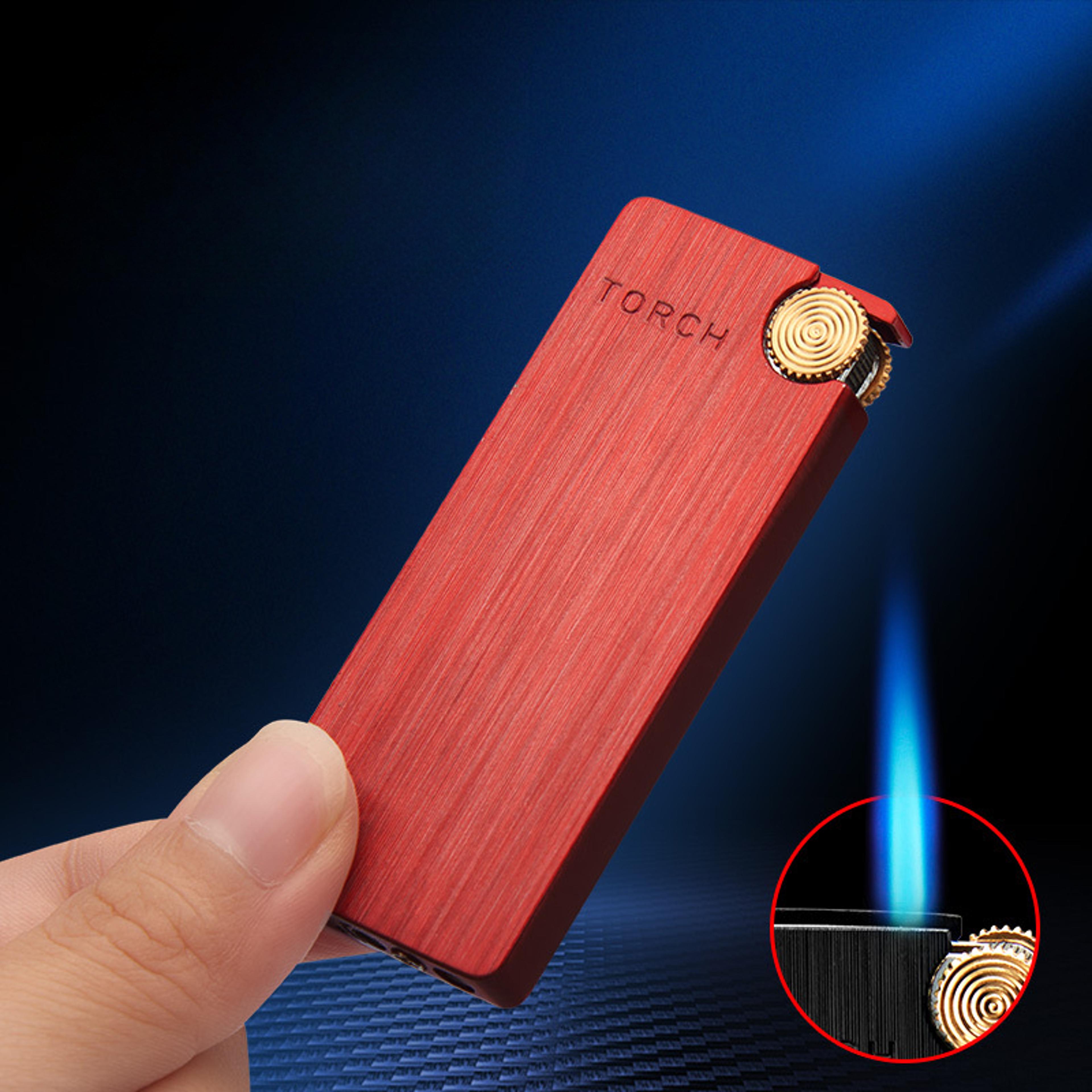 windproof butane torch lighter with blue flame portable cigar lighter gift for men