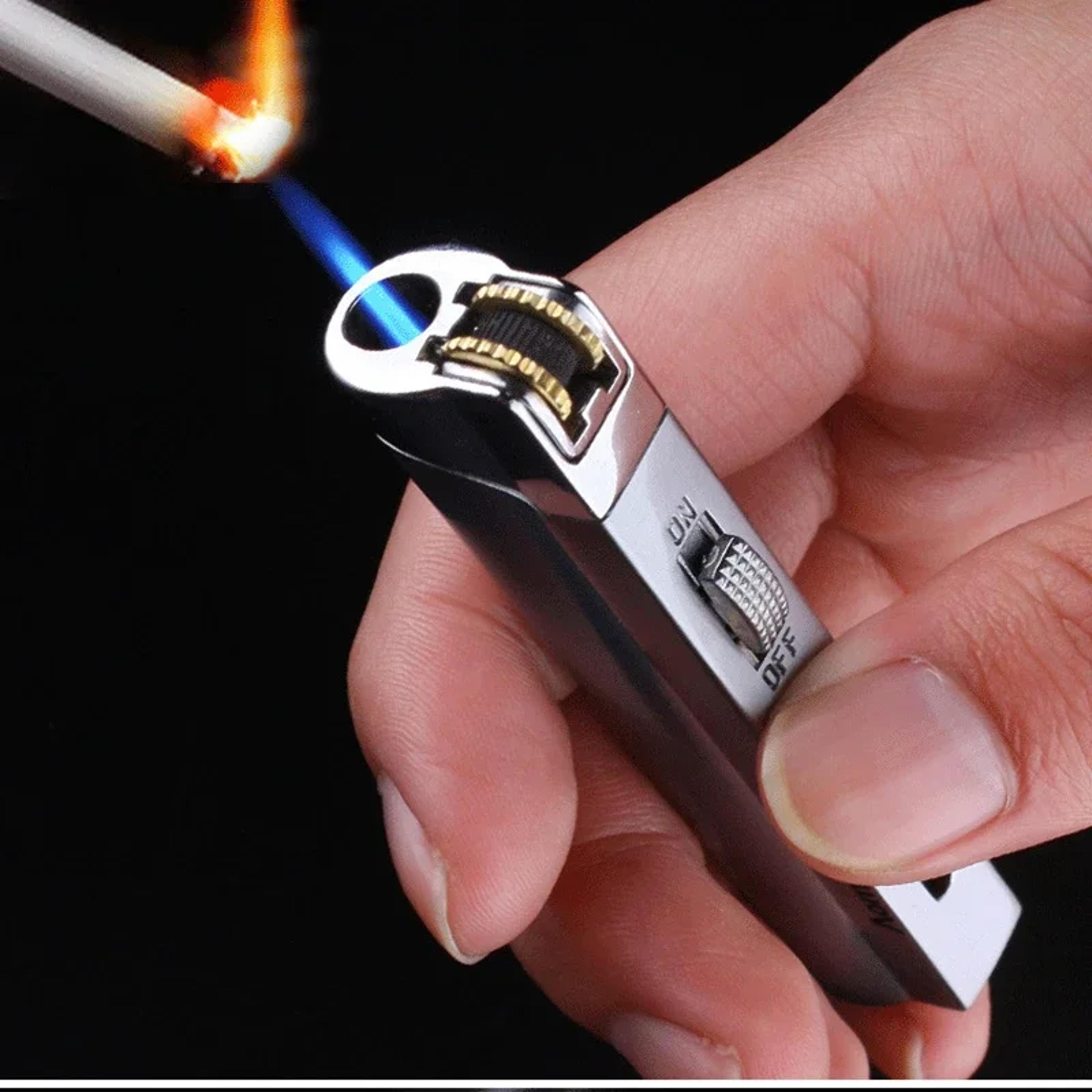 windproof torch lighter refillable blue flame metal lighter